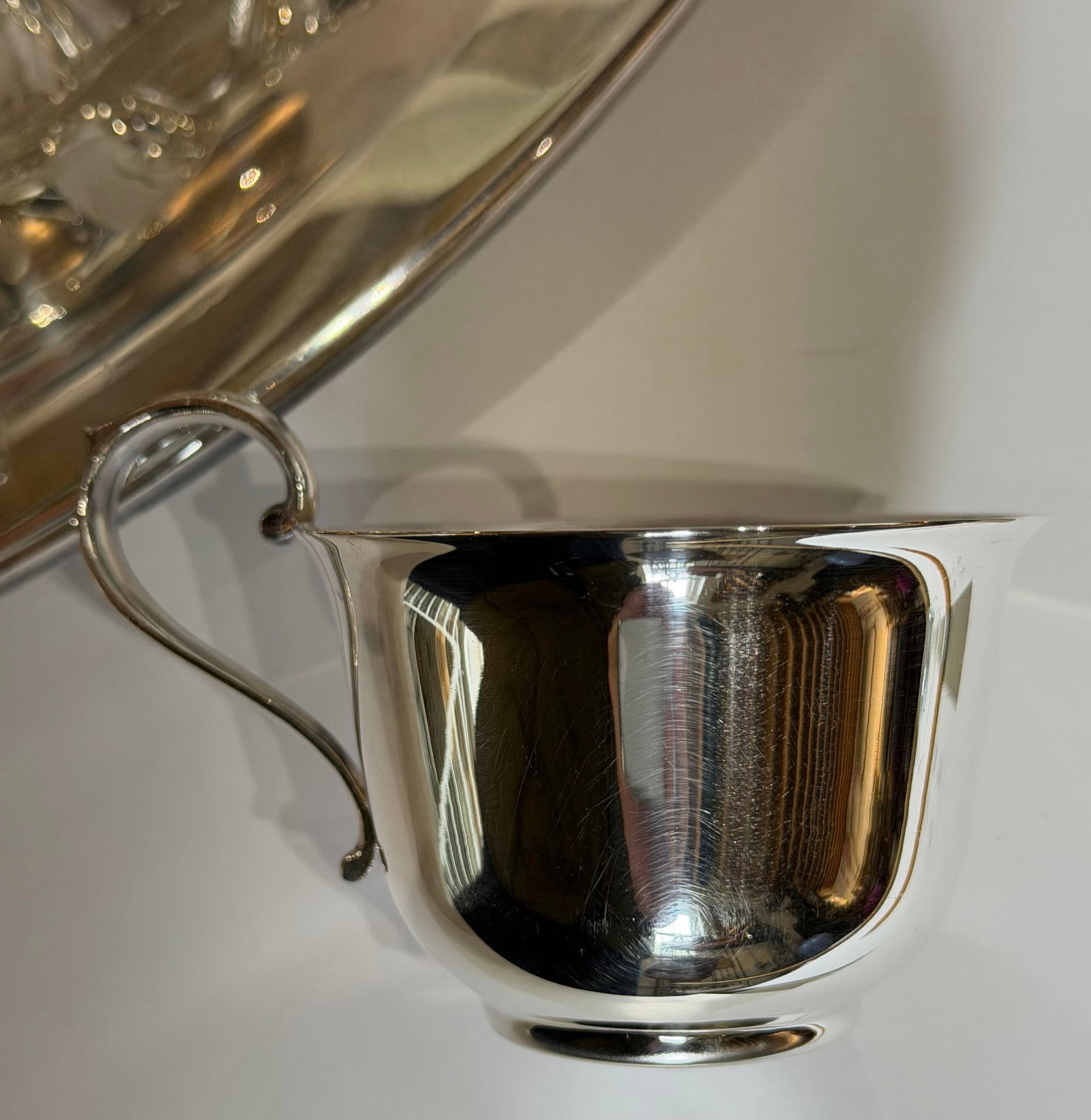 Vintage Gotham Silver Plate Punch Bowl Set With 12 Cups, Tray & Ladle – Mid-Century - 9