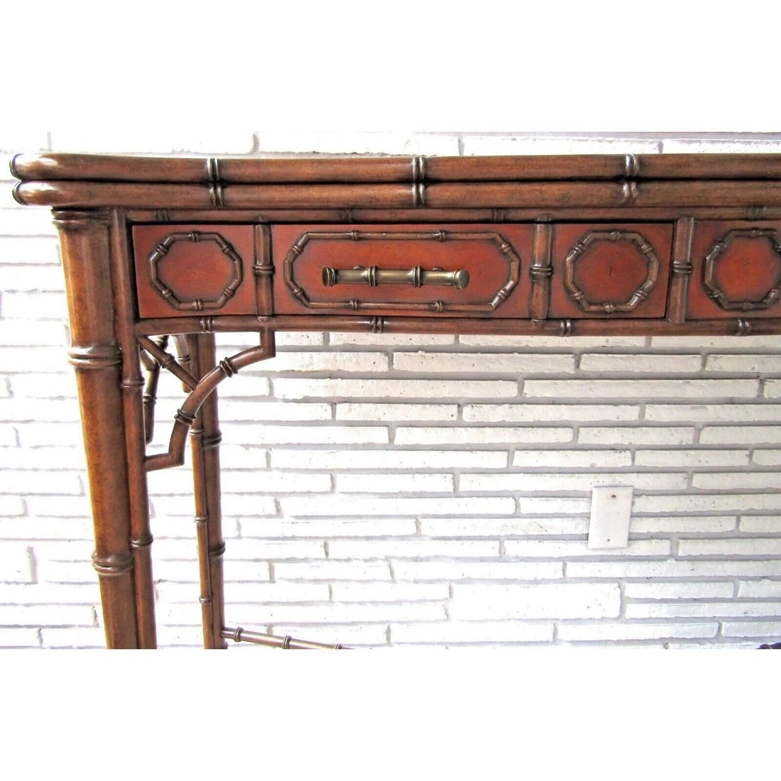 Theodore Alexander Mahogany Edwardian Bamboo Console Table Indochine 5300-138 - 3