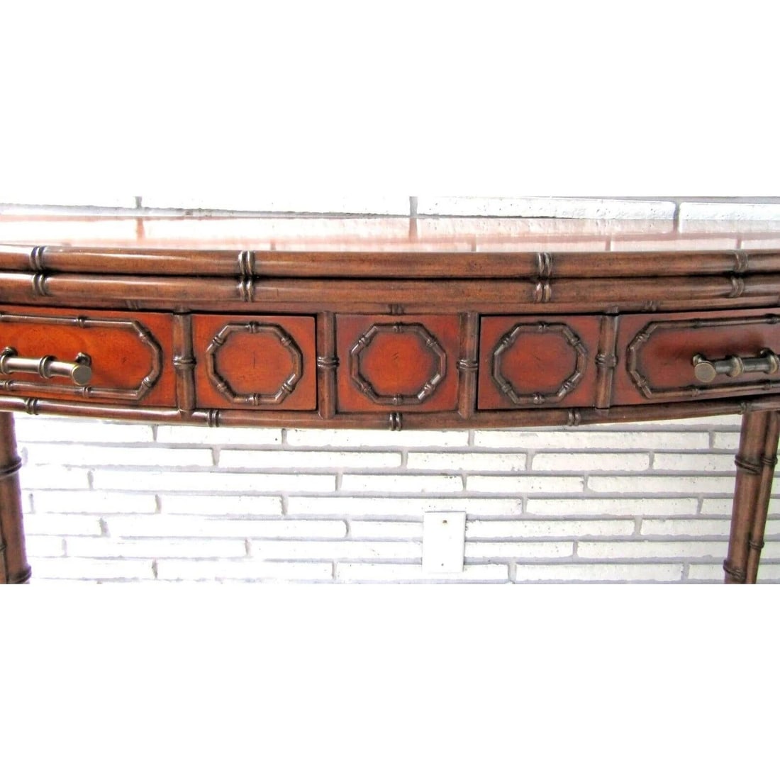 Theodore Alexander Mahogany Edwardian Bamboo Console Table Indochine 5300-138 - 4