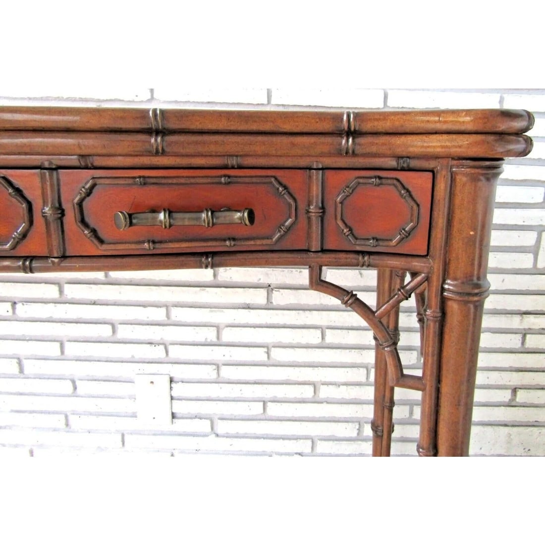 Theodore Alexander Mahogany Edwardian Bamboo Console Table Indochine 5300-138 - 5