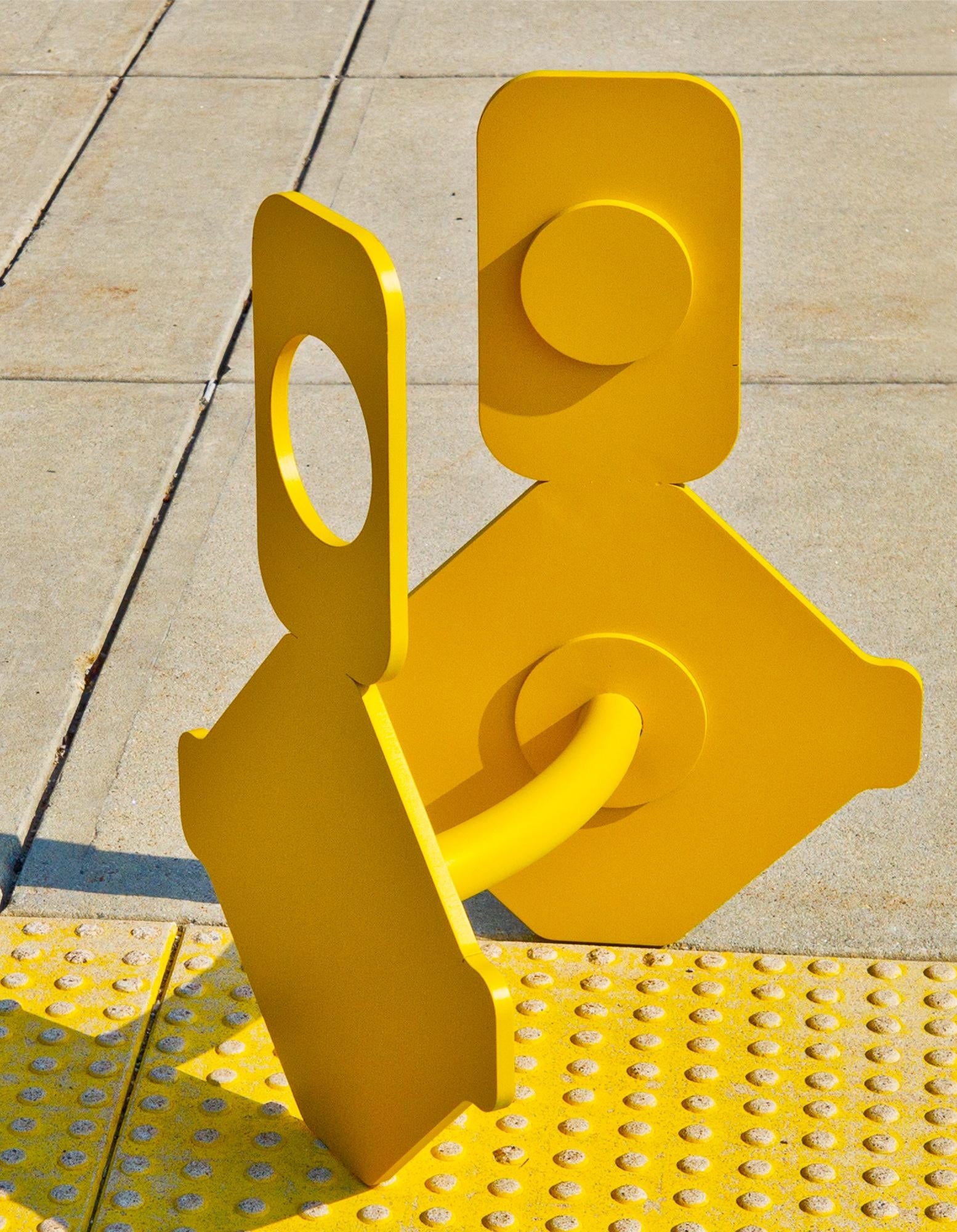 Inside Out Yellow Welded Aluminum Sculpture by Michael DesRosiers (2024) - 4