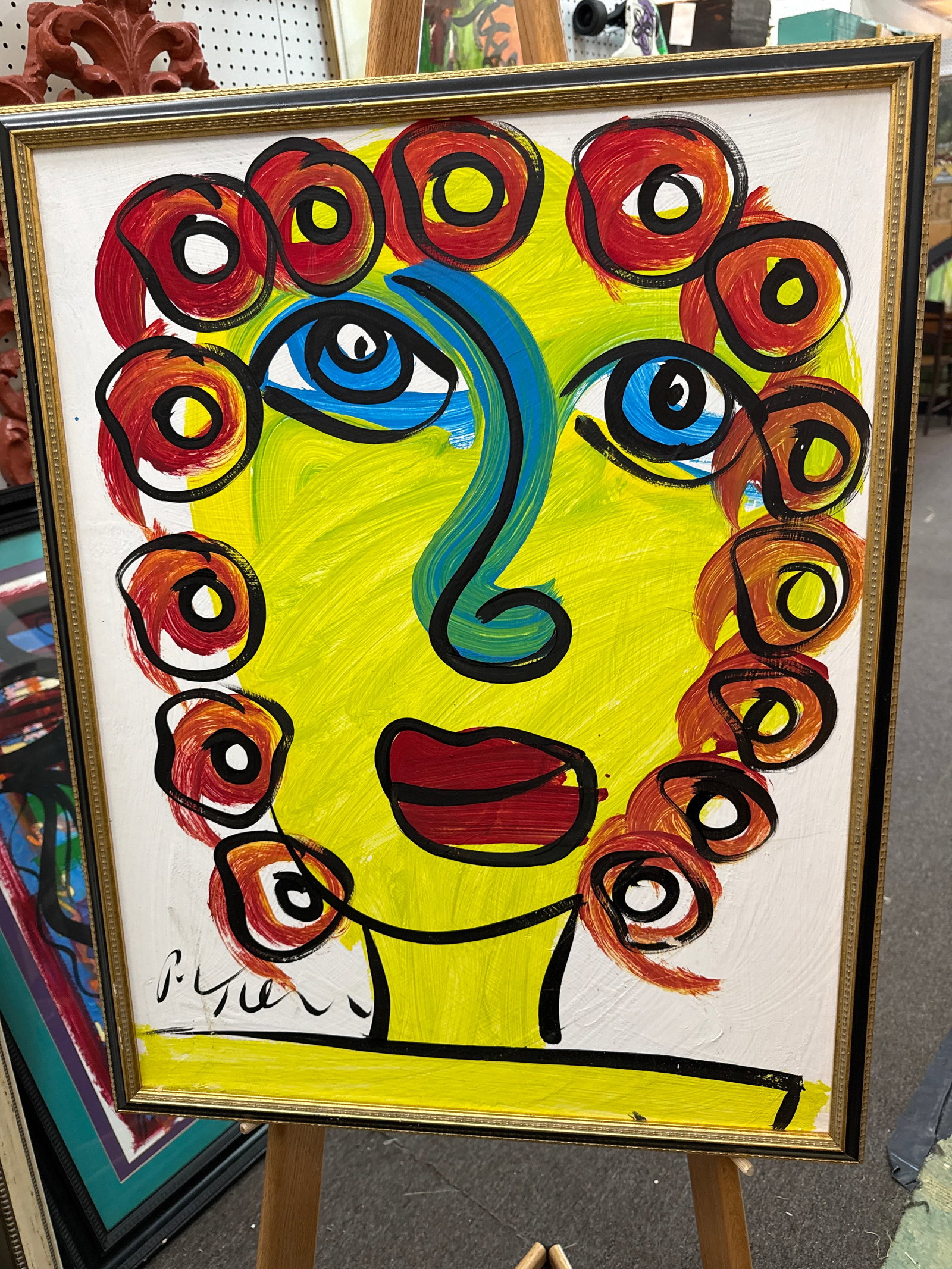 1970s Peter Keil Original Colorful Abstract Portrait Painting - 2