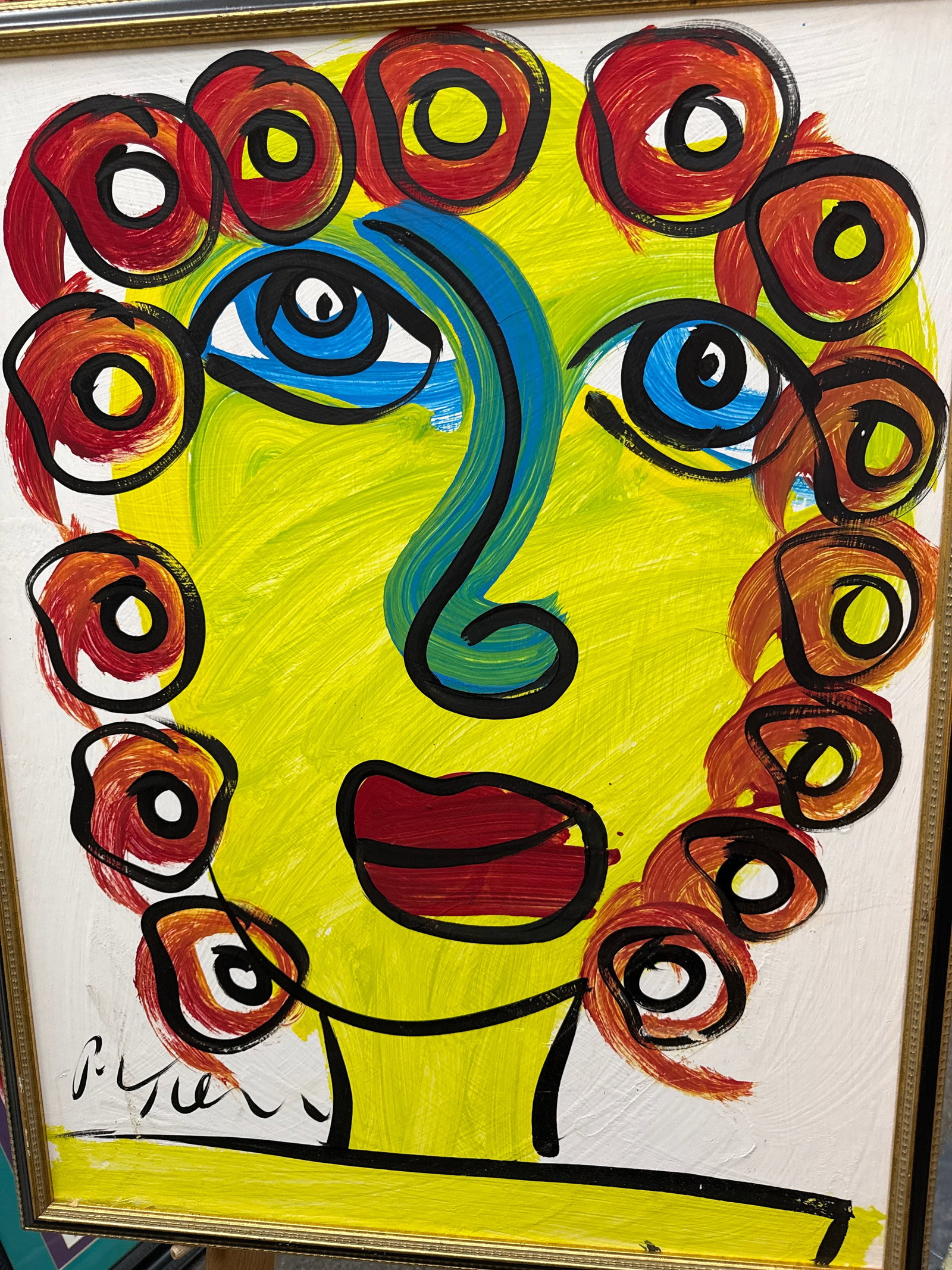 1970s Peter Keil Original Colorful Abstract Portrait Painting - 3