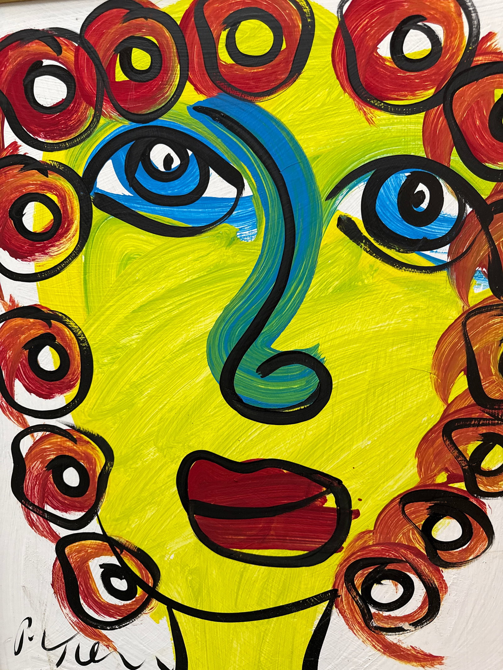 1970s Peter Keil Original Colorful Abstract Portrait Painting - 4