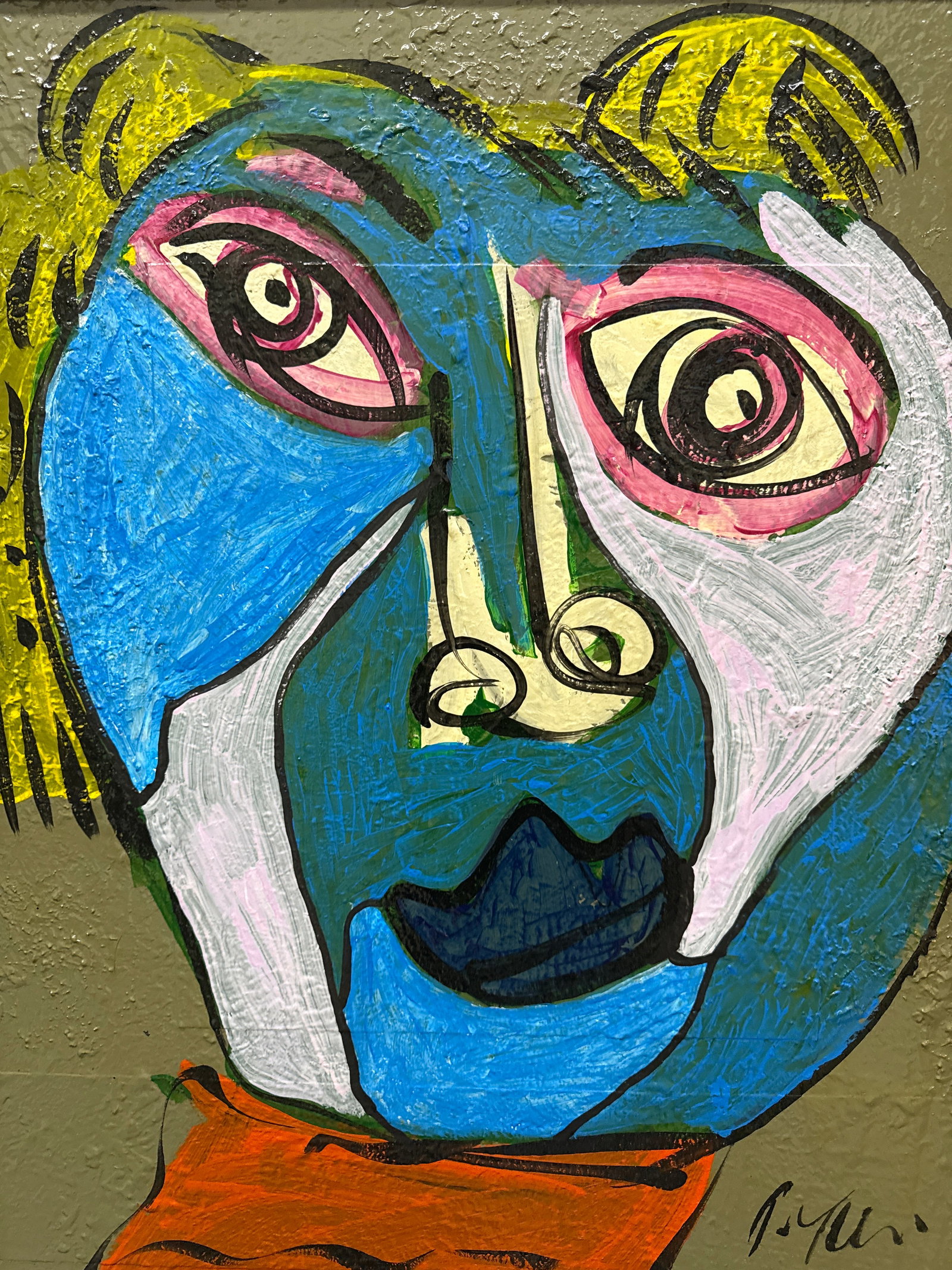 1970s Peter Keil Blue Picasso Female Cubist Painting, Framed - 6