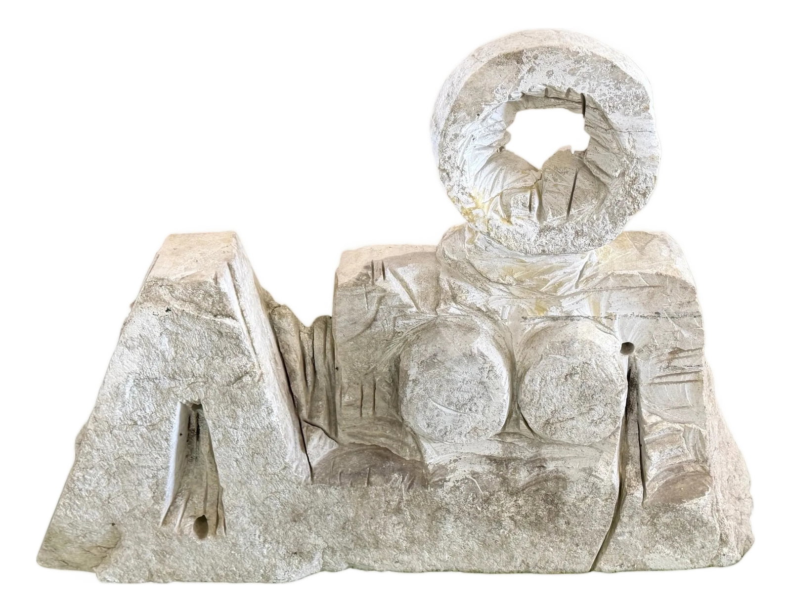Monumental Marble Reclining Female Figure Sculpture, Manner of Henry Moore, 1970: Monumental Marble Reclining Female Figure Sculpture, Manner of Henry Moore, c.1970s European, likely Italy or France, Provenance Palm Beach Estate A powerful and architectonic example of later