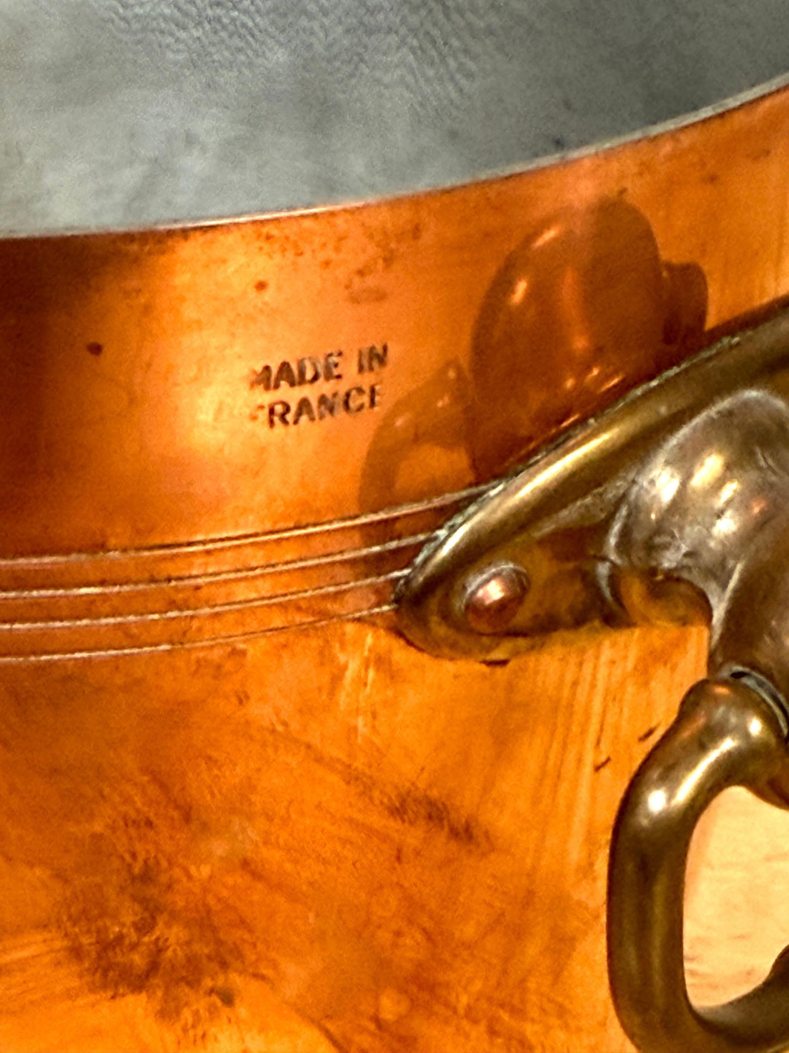 Vintage French Copper & Brass Champagne Bucket Stamped "Made in France", 1950s - 10