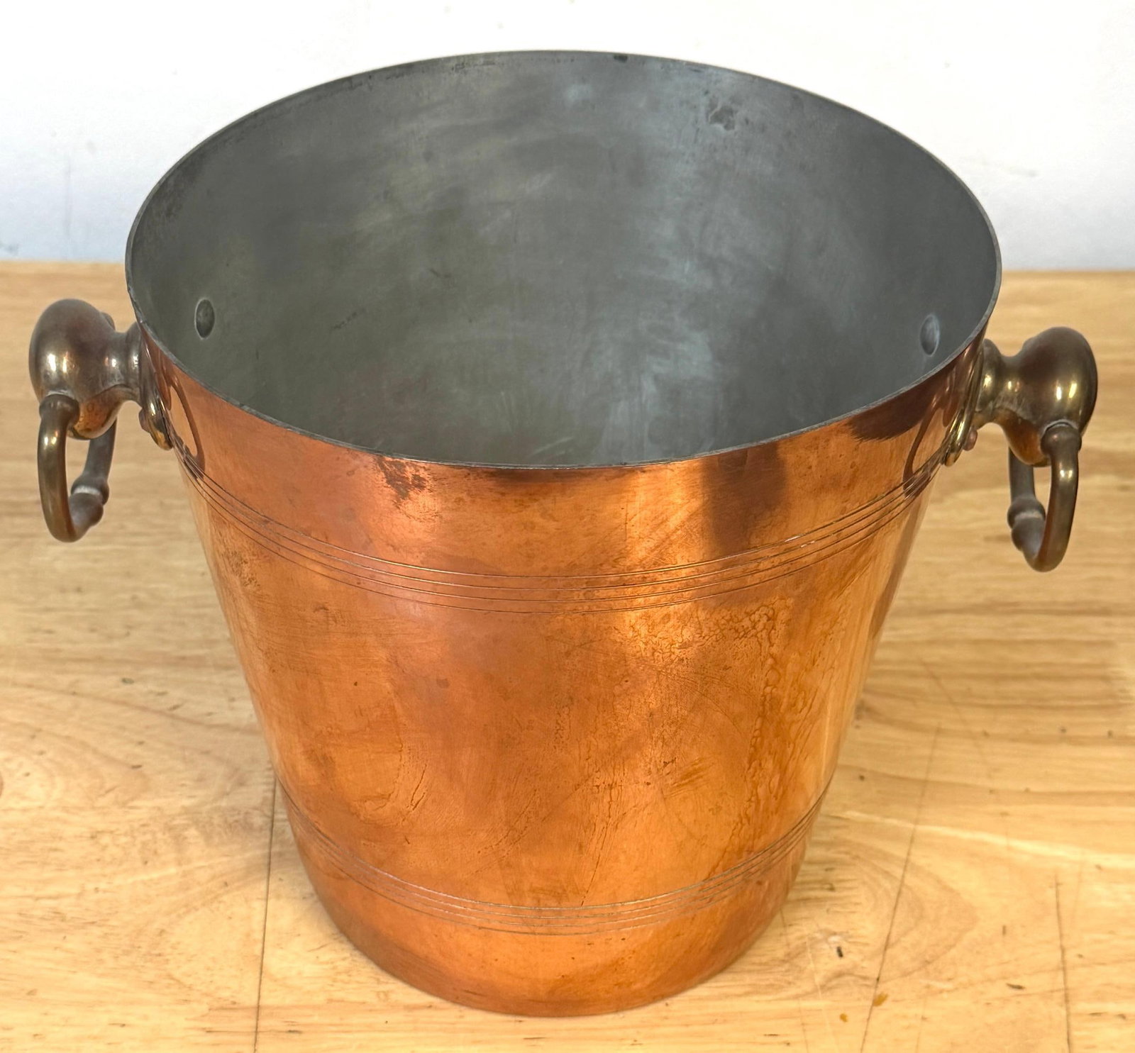 Vintage French Copper & Brass Champagne Bucket Stamped "Made in France", 1950s - 12