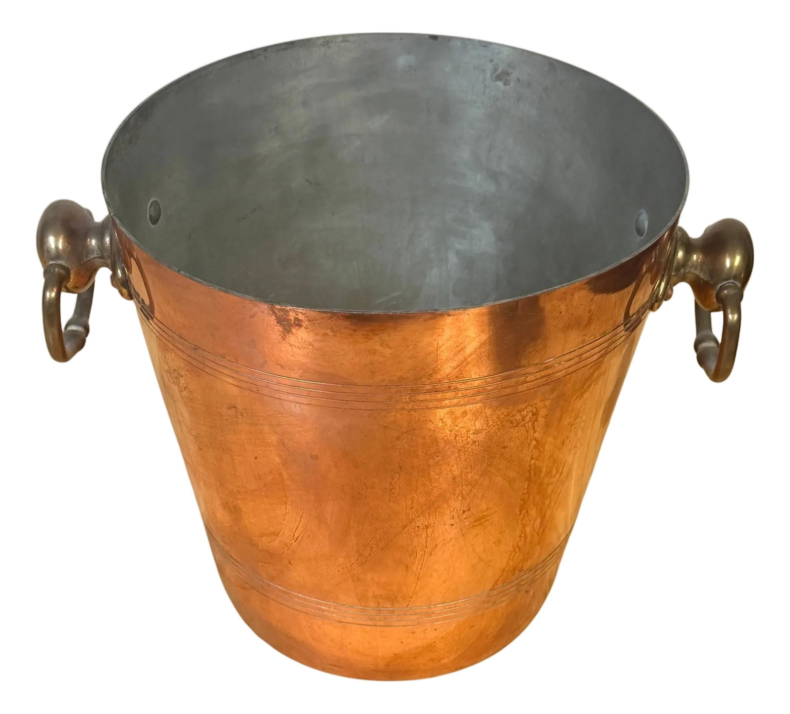 Vintage French Copper & Brass Champagne Bucket Stamped "Made in France", 1950s