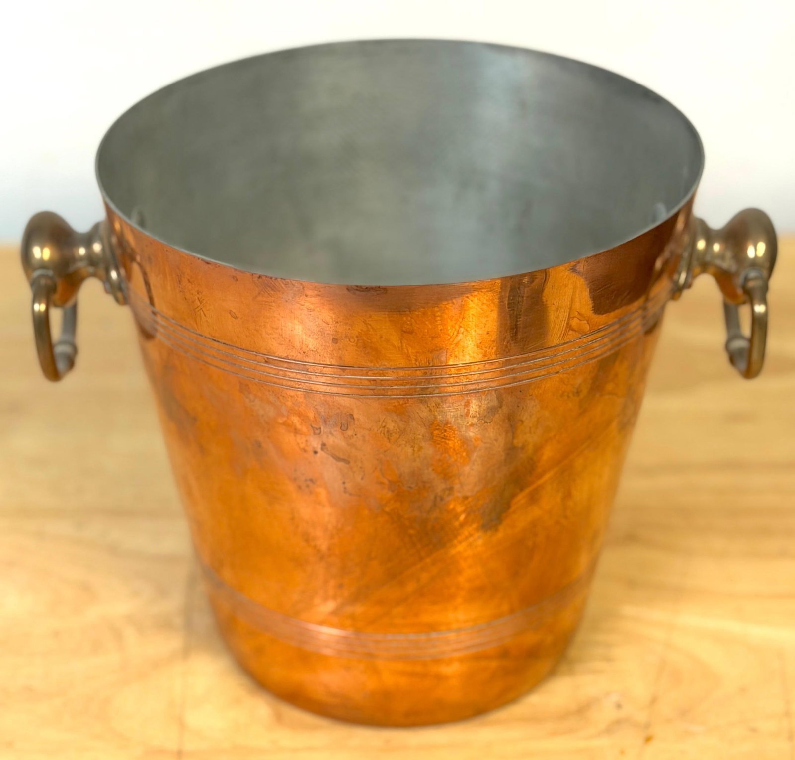 Vintage French Copper & Brass Champagne Bucket Stamped "Made in France", 1950s - 3