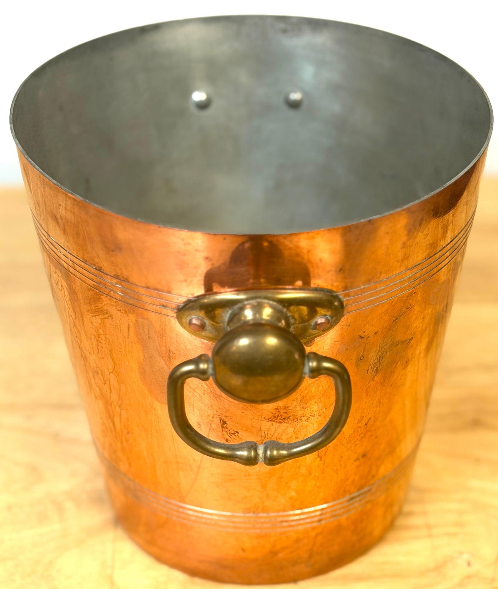 Vintage French Copper & Brass Champagne Bucket Stamped "Made in France", 1950s - 5