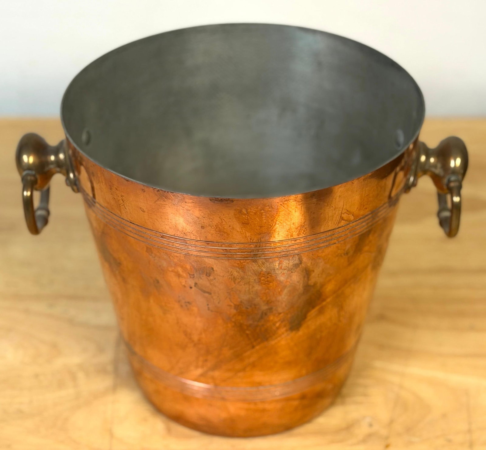 Vintage French Copper & Brass Champagne Bucket Stamped "Made in France", 1950s - 6