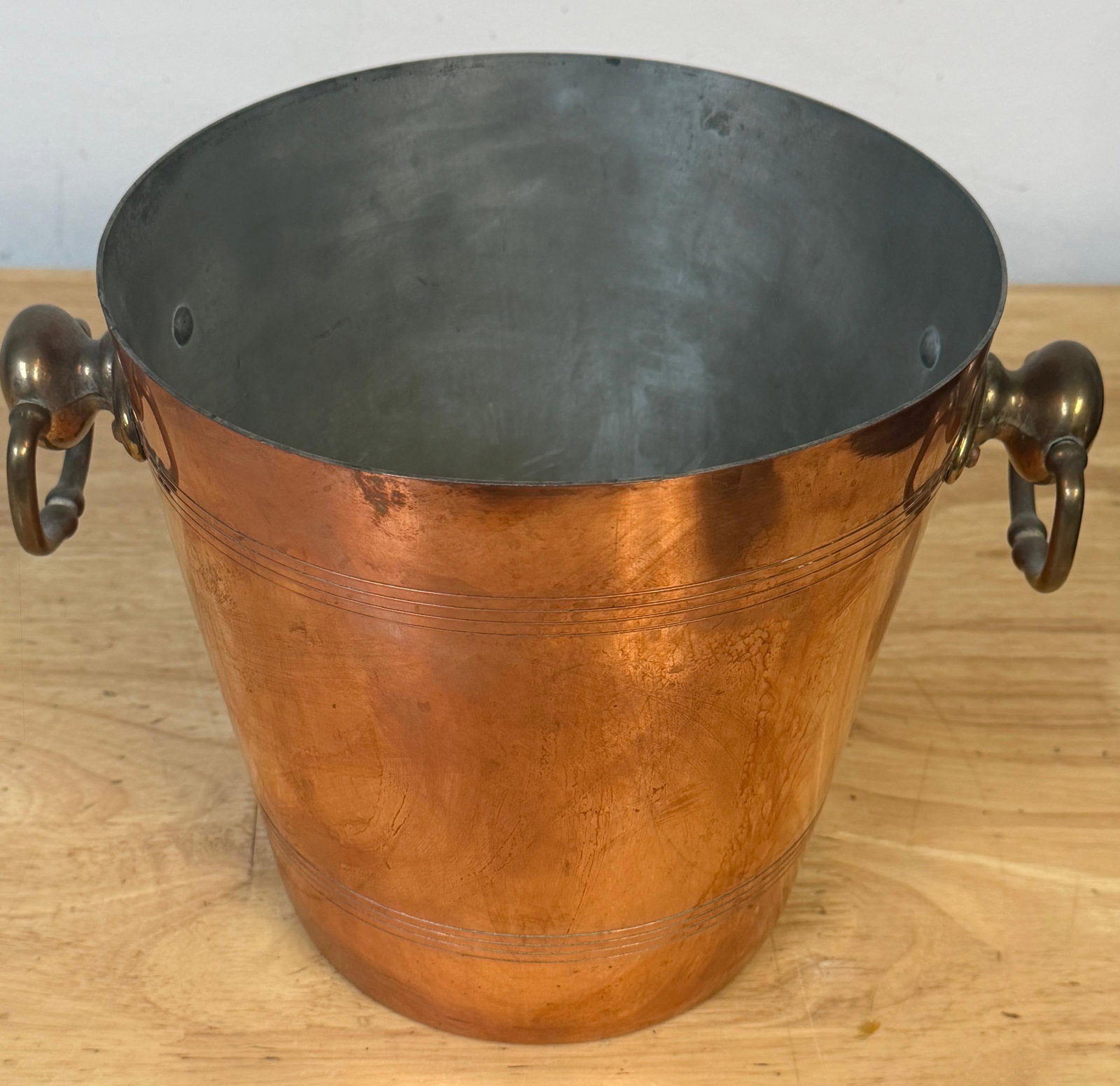 Vintage French Copper & Brass Champagne Bucket Stamped "Made in France", 1950s - 9