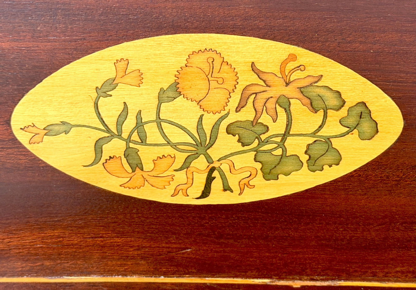 Documented Georgian /Sheraton Marquetry Tea Caddy, with Prince of Wales Feathers - 7