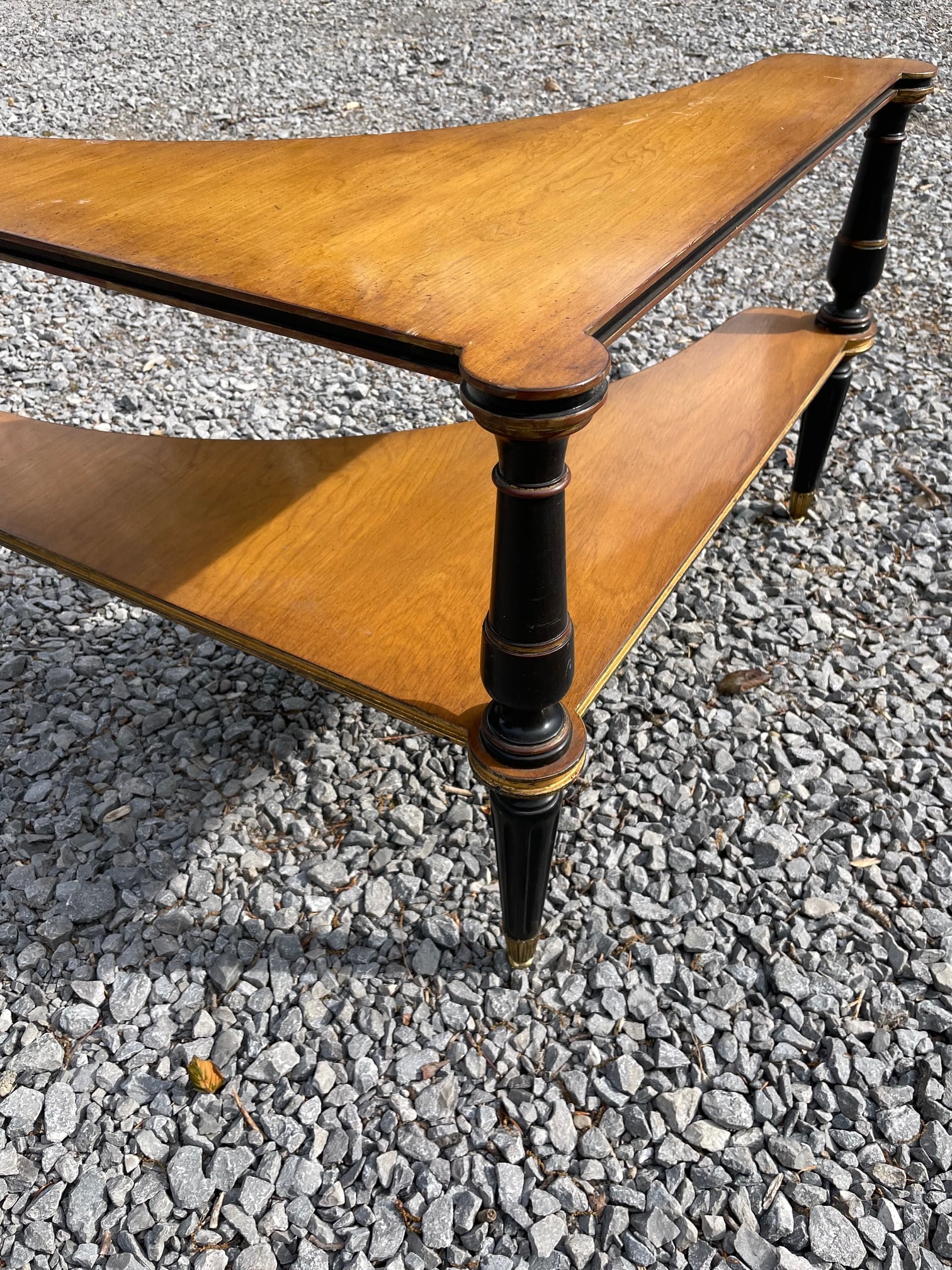 Mid 20th Century Neo-Classical Corner Table in Blonde Finished Maple - 4