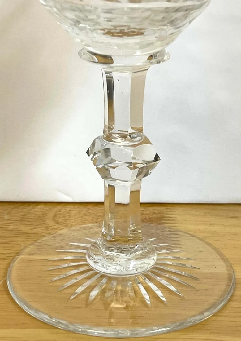 Early 20th Century Moser Floral Enameled Cut to Clear Enamel Water/Wine Goblets - Set of 12 - 7