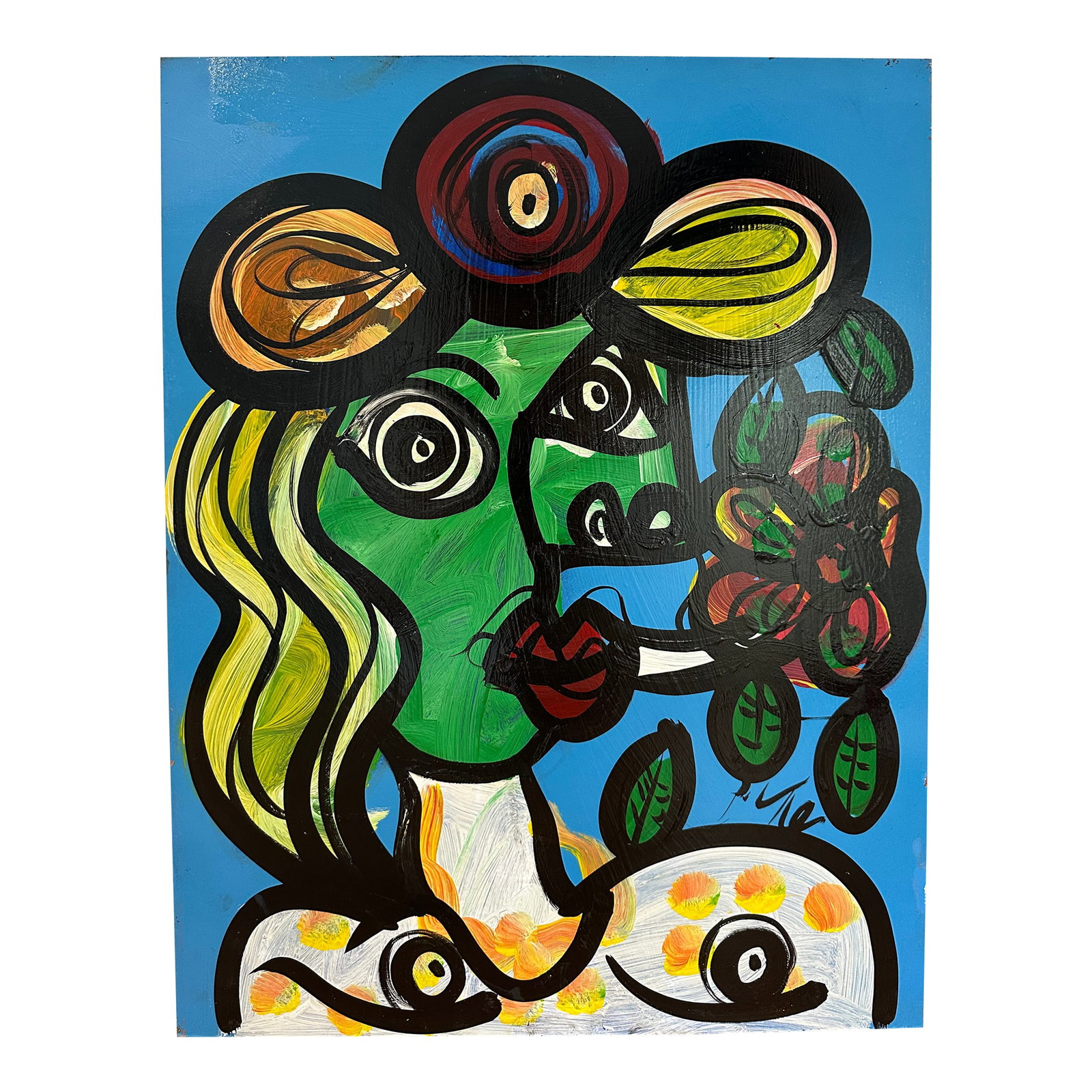 Peter Keil Abstract Portrait Painting: Peter Keil is a German artist who focuses primarily on abstract expressionism. Keil painted with some of the greats, including Joan Miró, Pablo Picasso, and Andy Warhol, to name a few. This is