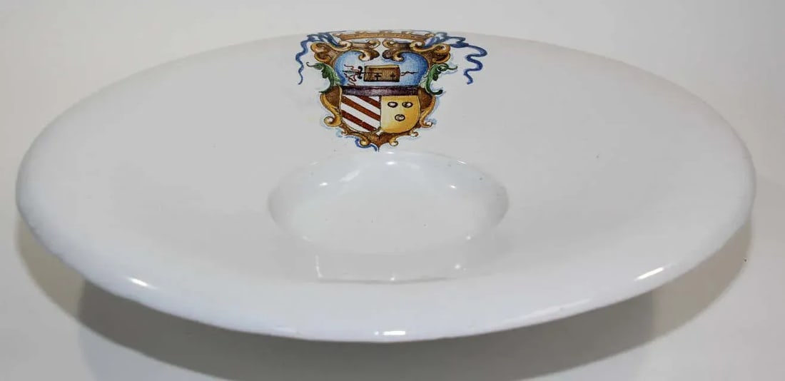 Vintage Stoneware Talavera White underglaze Large Bowl with Blazon Spain - 3