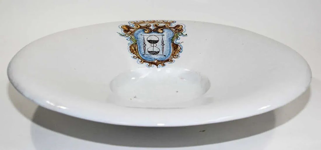 Vintage Stoneware Talavera White underglaze Large Bowl with Blazon Spain - 7