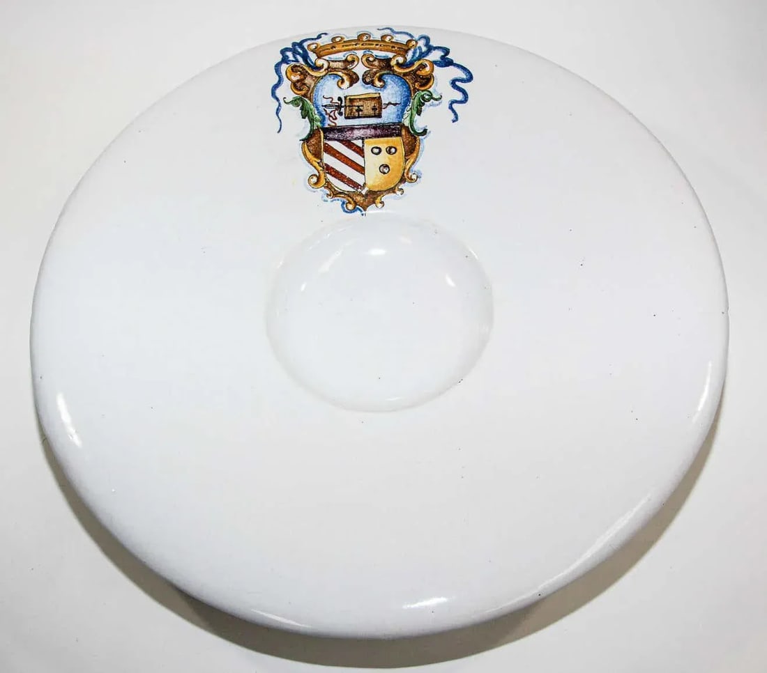 Vintage Stoneware Talavera White underglaze Large Bowl with Blazon Spain - 9
