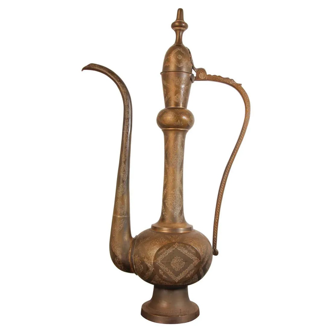 Oversized Tall Moorish Mughal Indian Brass Ewer - 13