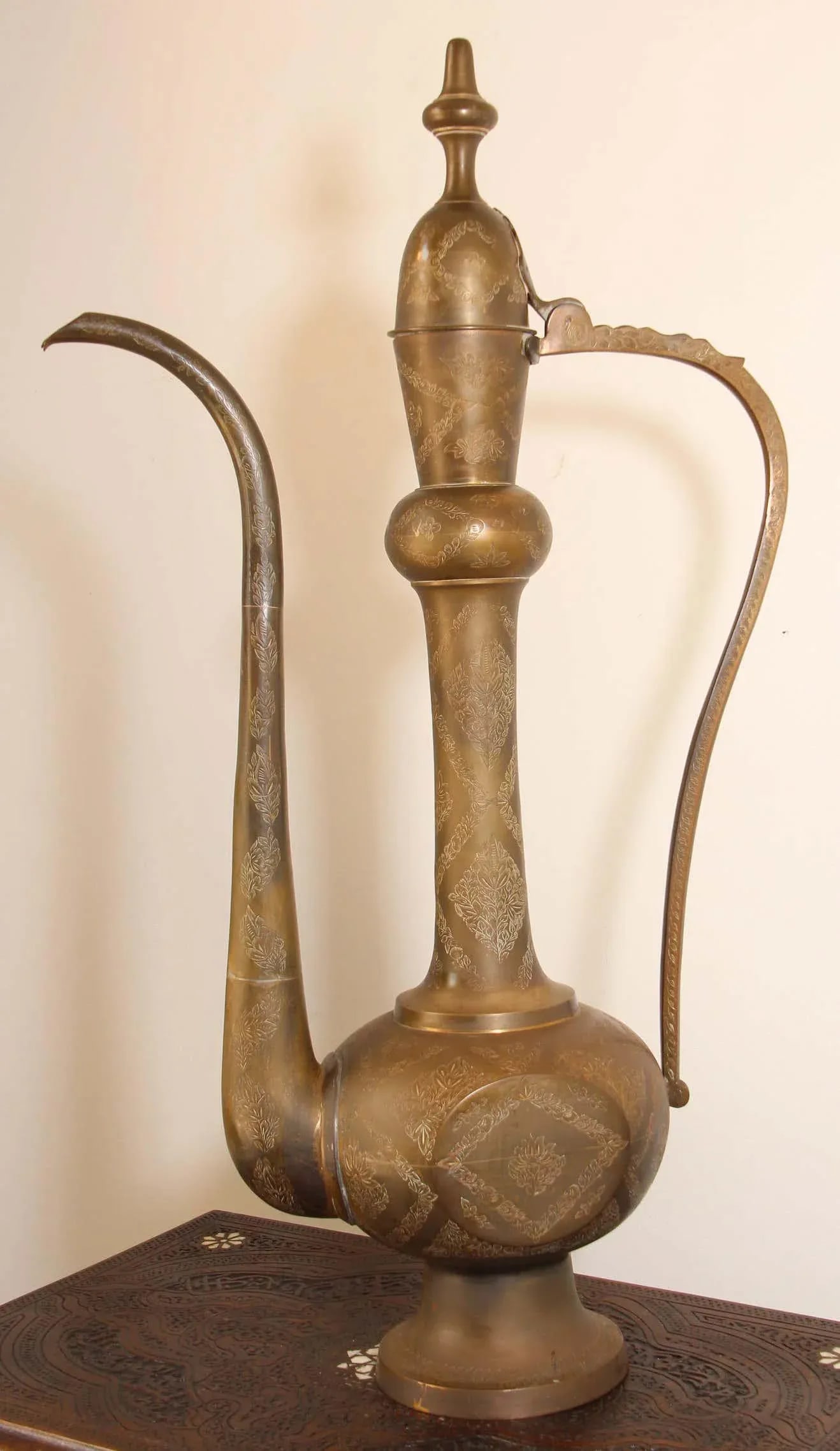 Oversized Tall Moorish Mughal Indian Brass Ewer - 5