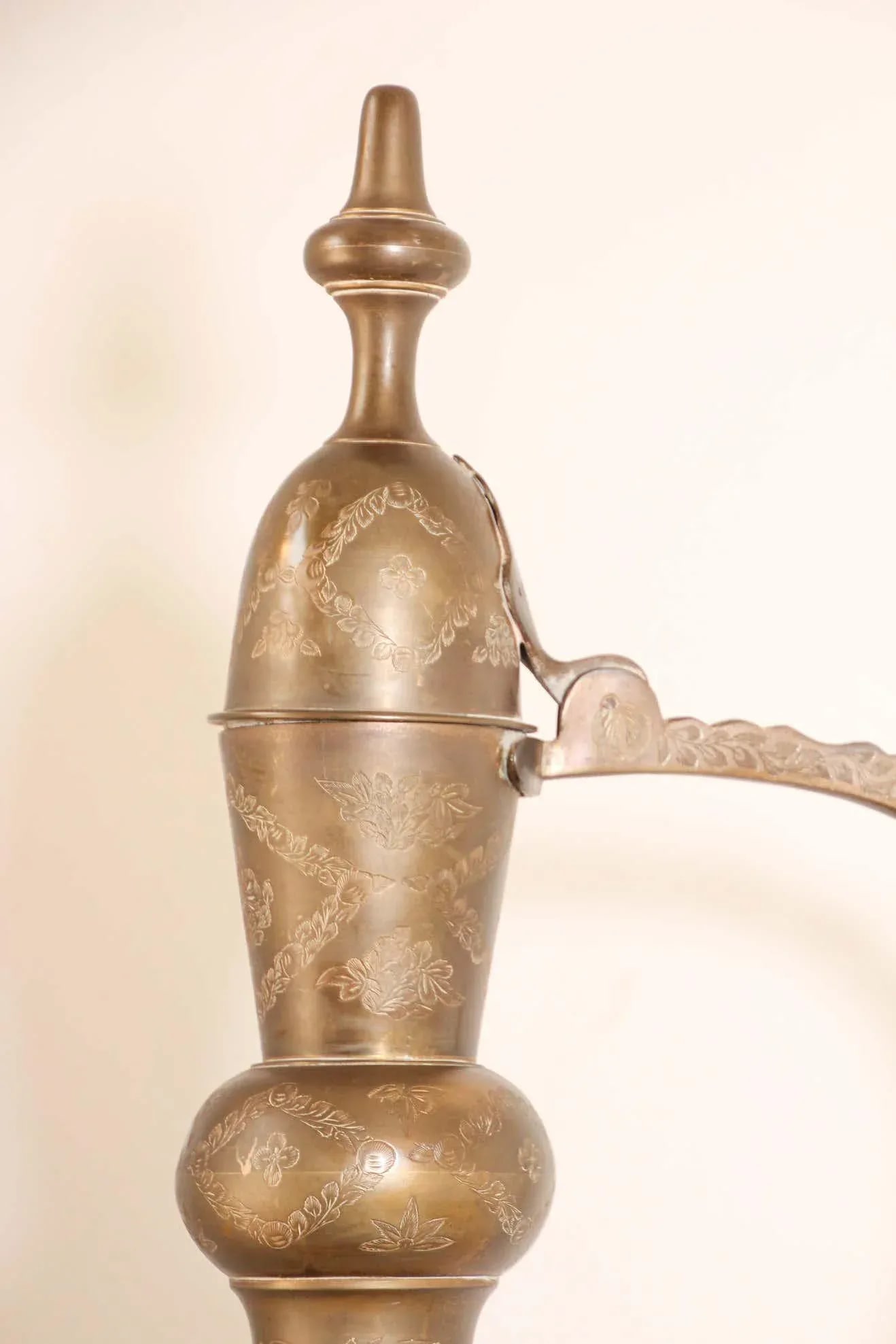 Oversized Tall Moorish Mughal Indian Brass Ewer - 8