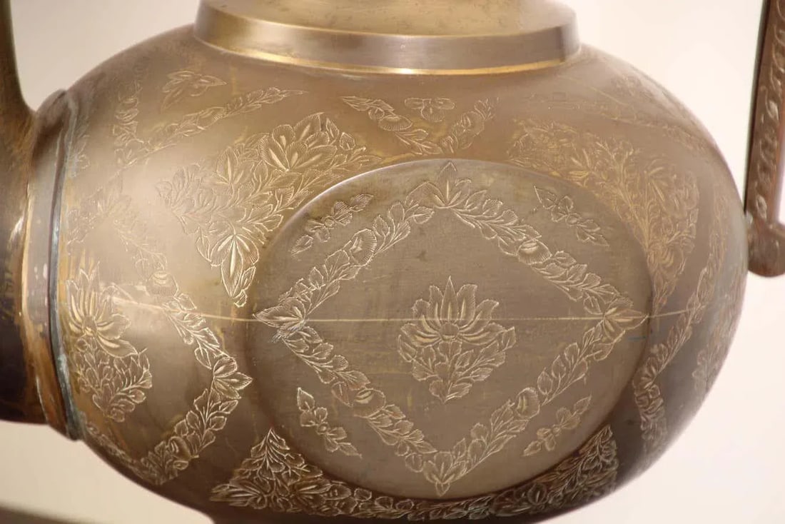 Oversized Tall Moorish Mughal Indian Brass Ewer - 9