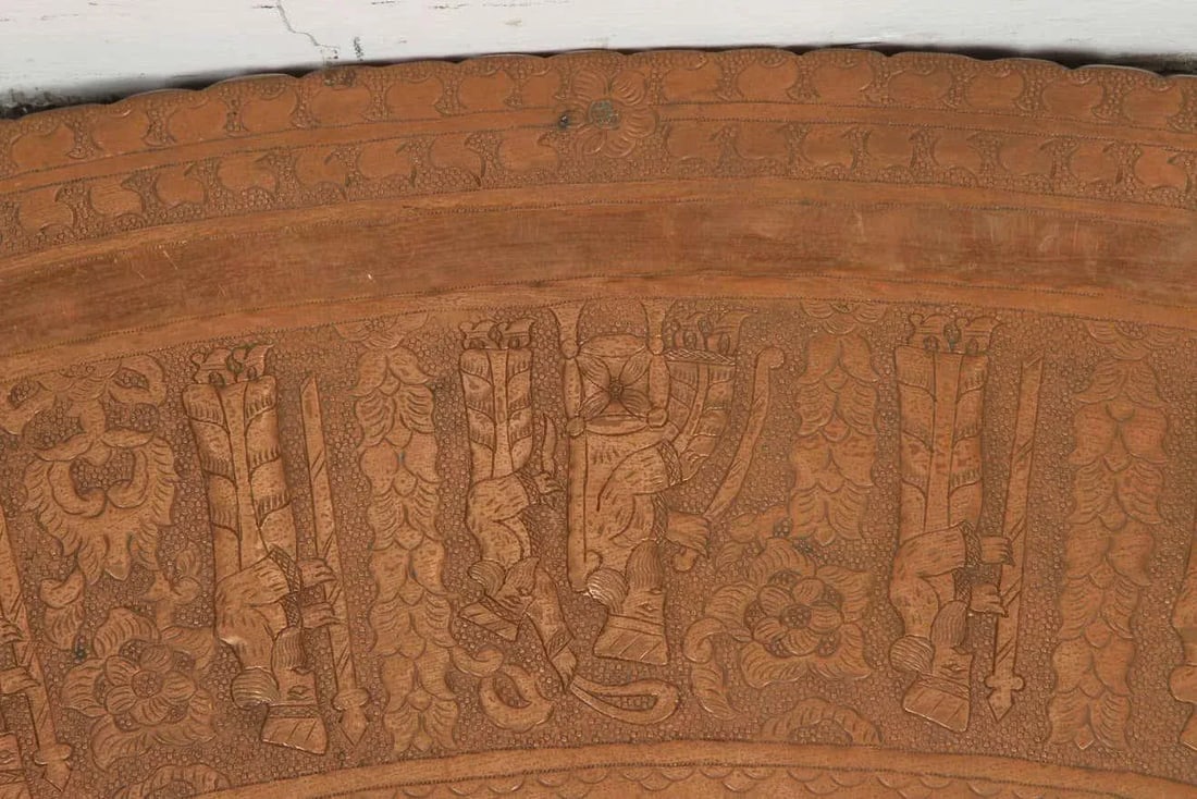 Large Persian Moorish Style Oval Decorative Copper Tray - 10