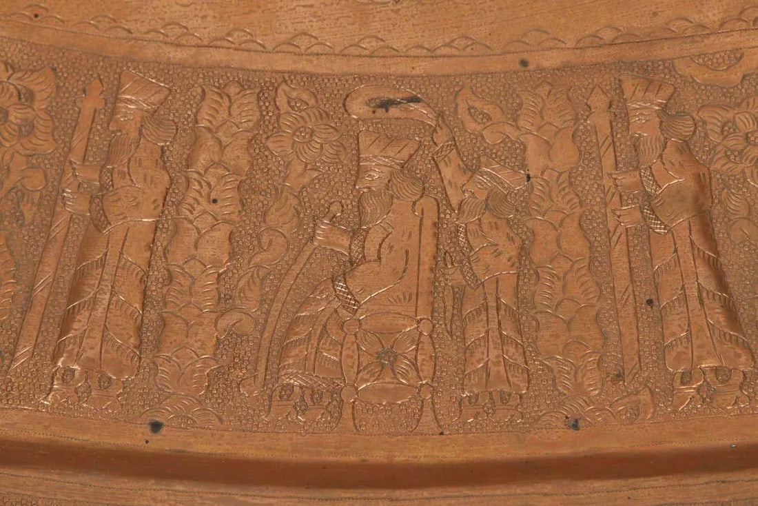 Large Persian Moorish Style Oval Decorative Copper Tray - 4