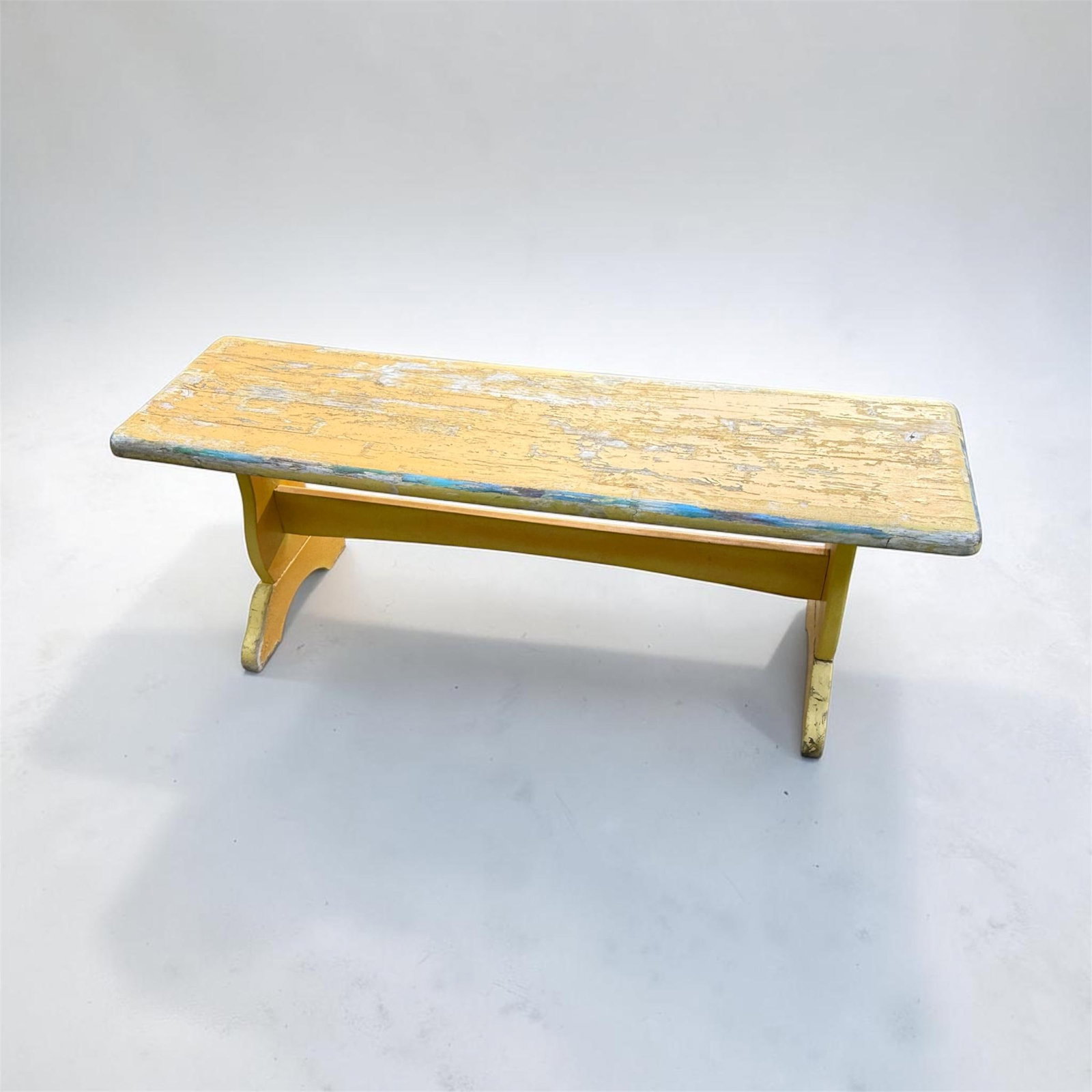 Vintage Trestle-Style Country Farmhouse Bench Storied Patina - 2