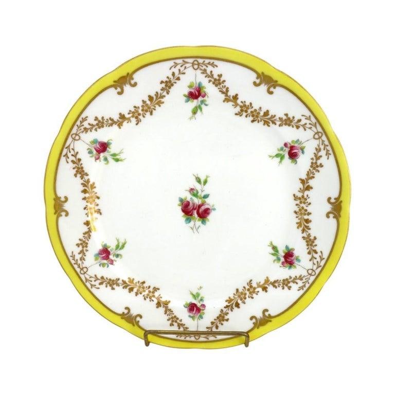 14 English Cauldon Ware Floral & Gilt Porcelain Dinner Plates C1920 - 2