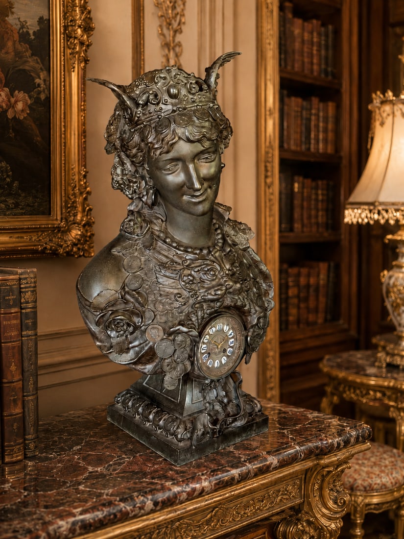 19th C French Oriental Zamak Bust Clock - 1 Pc - 12