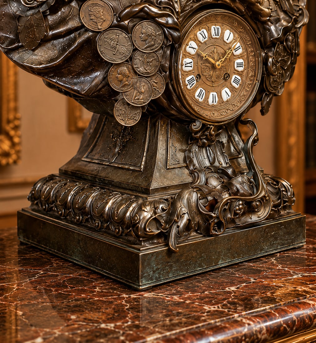 19th C French Oriental Zamak Bust Clock - 1 Pc - 5