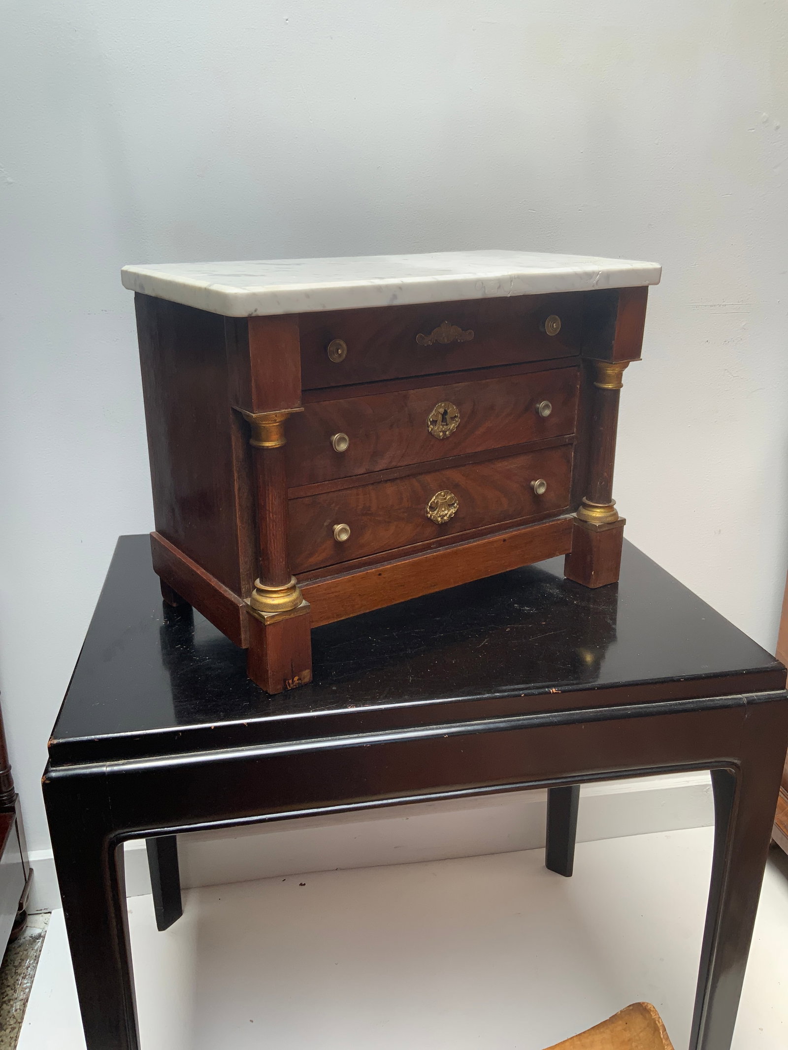 Late 19th Century Miniature French Empire Marble Top Commode - 3