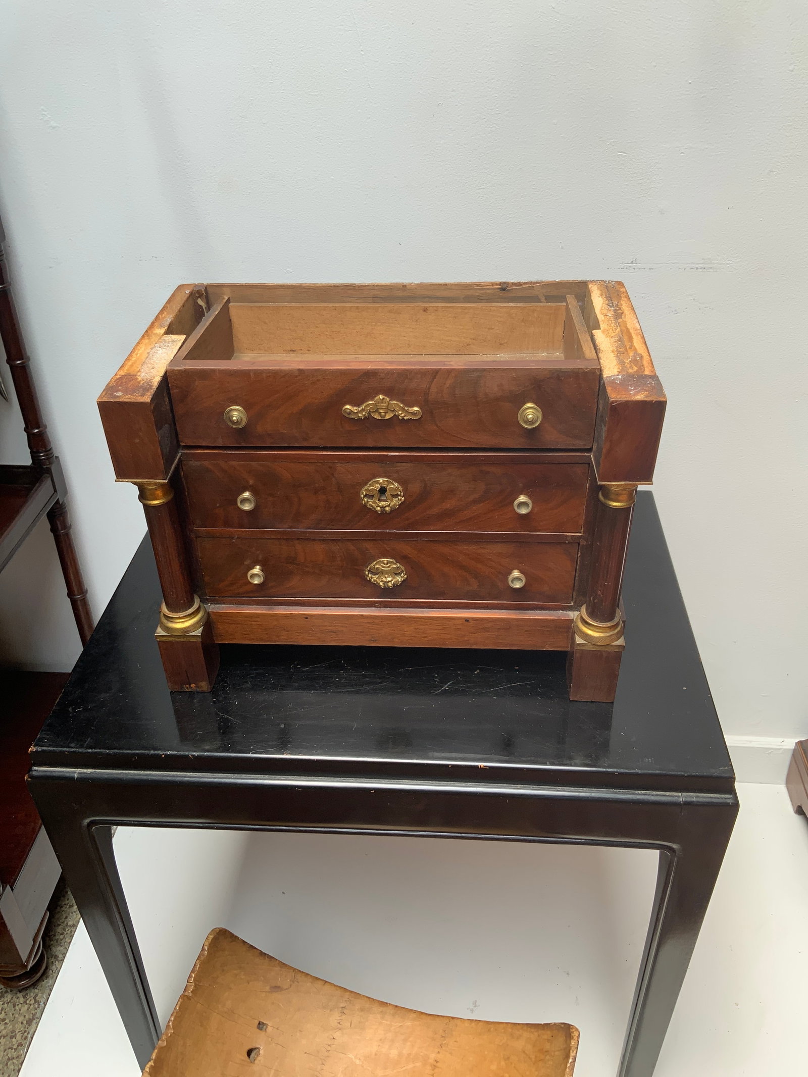Late 19th Century Miniature French Empire Marble Top Commode - 4