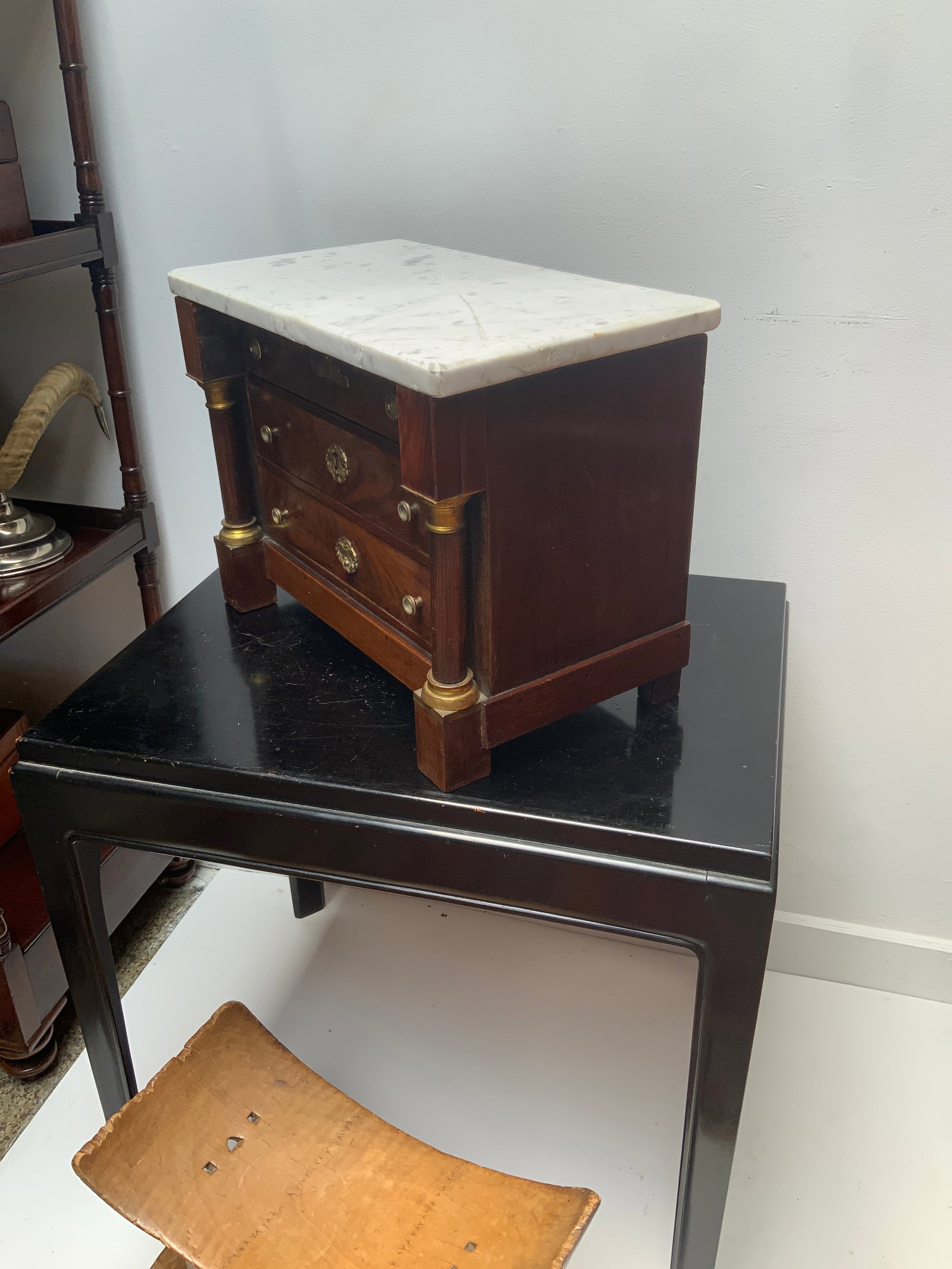 Late 19th Century Miniature French Empire Marble Top Commode - 5