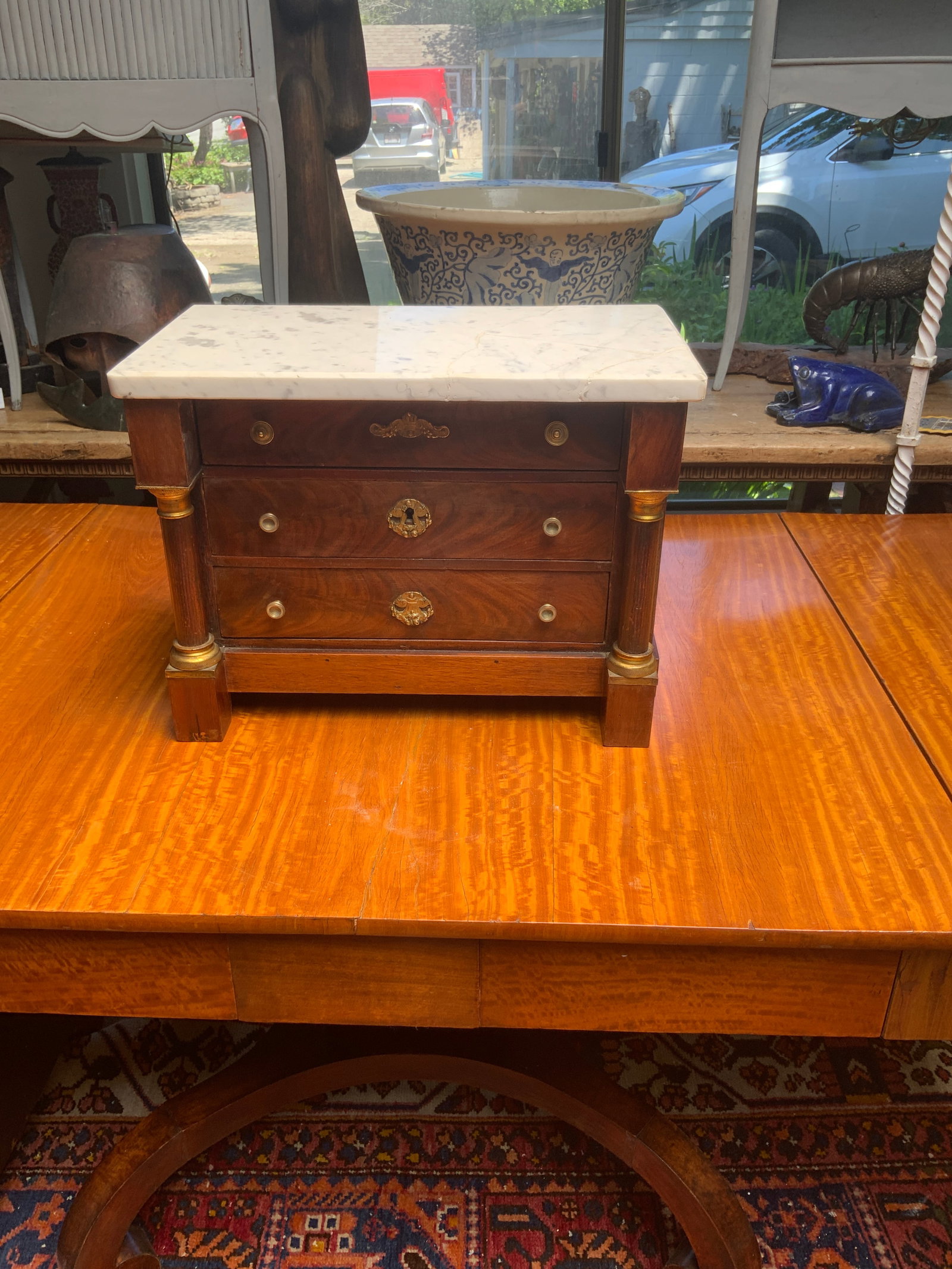 Late 19th Century Miniature French Empire Marble Top Commode - 8