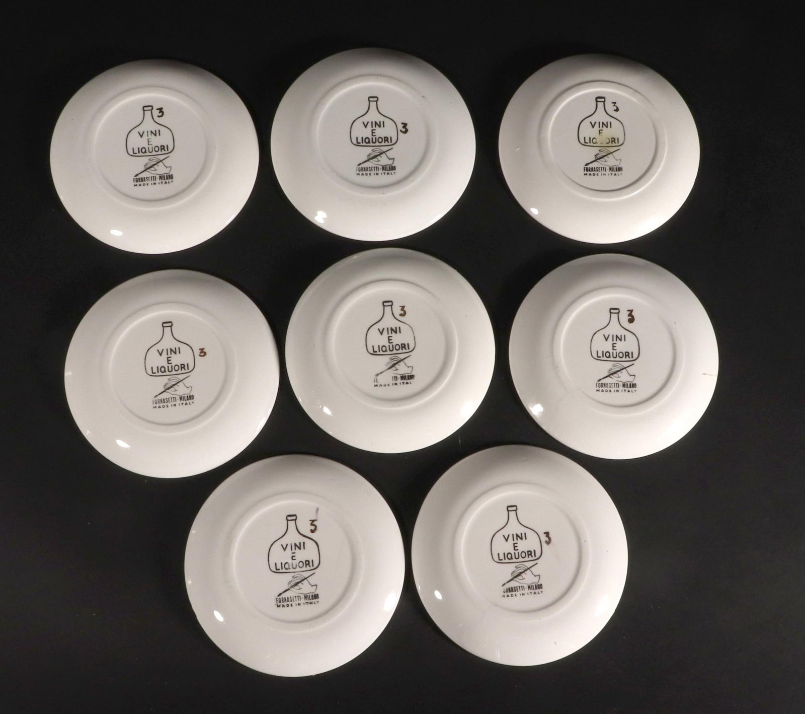 Piero Fornasetti Ceramic Wine & Liquor Coasters, Vini E Liquori Pattern - 2