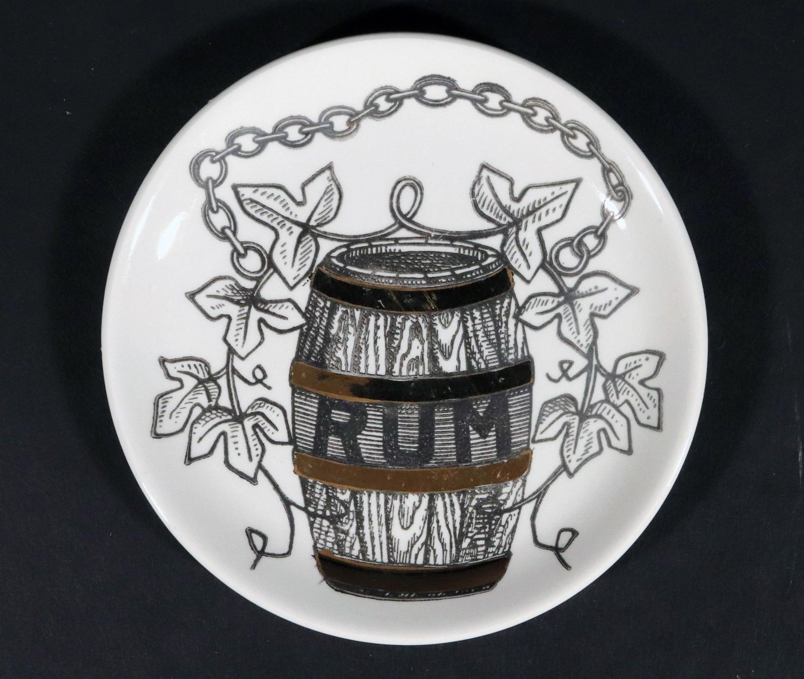Piero Fornasetti Ceramic Wine & Liquor Coasters, Vini E Liquori Pattern - 9