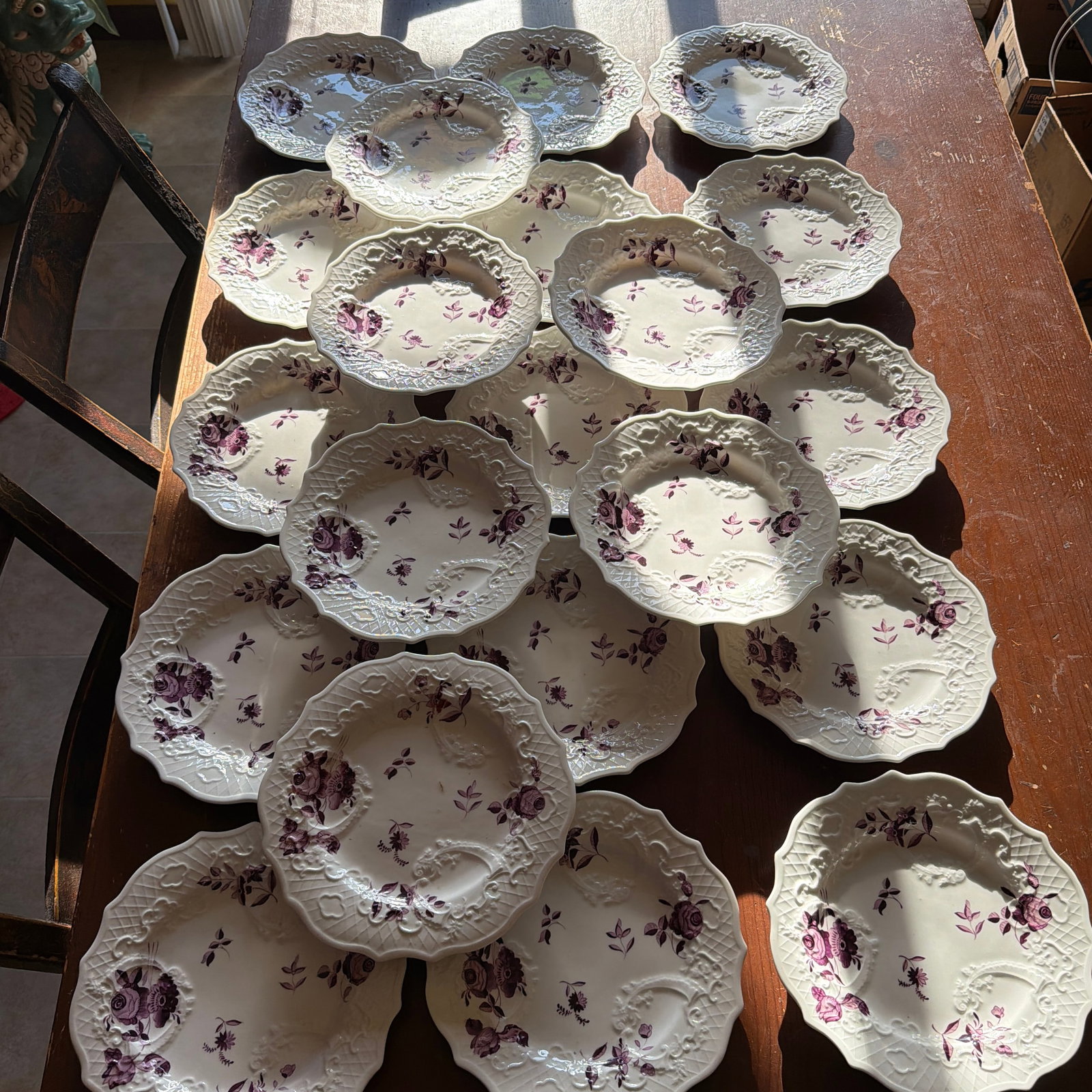 Set of 21 Antique Job Ridgway Cauldon Place Dessert Plates, Pattern B1154, Circa 1808-1814 - 12