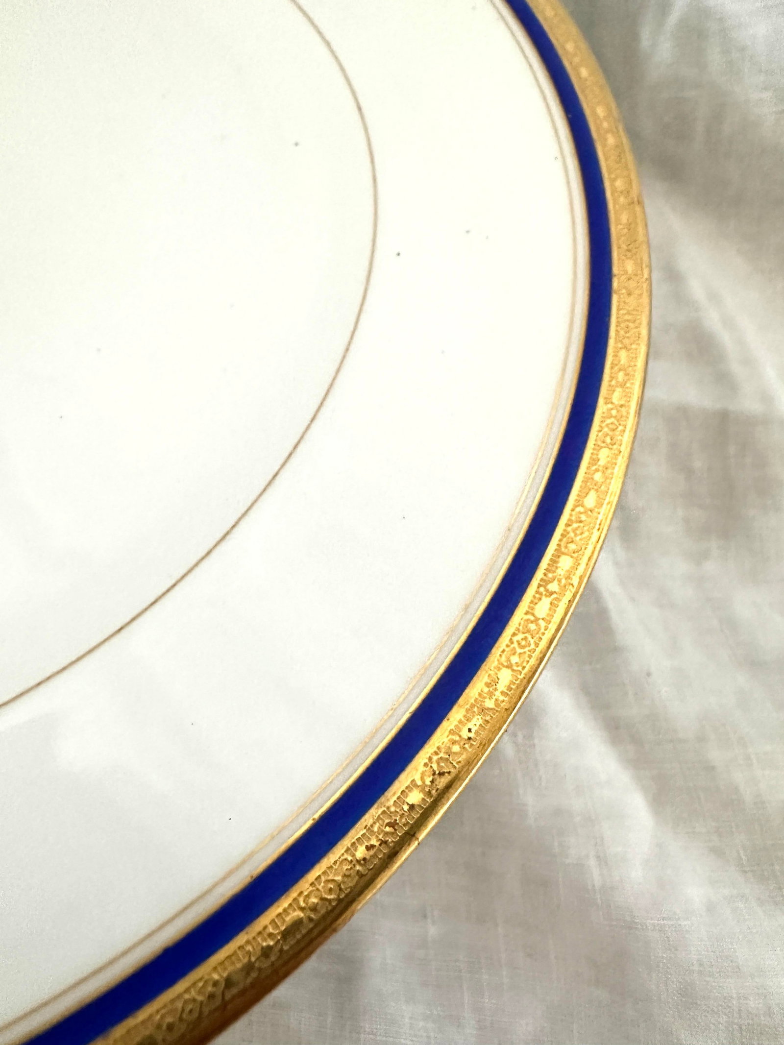 Set of 8 Gold & Blue Rim Dinner Plates by C. Ahrenfeldt - 3