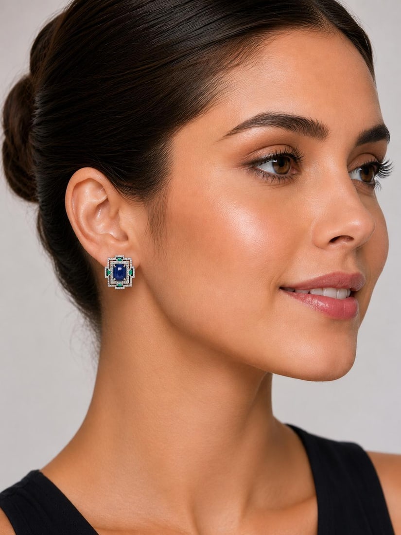 Sapphire Bead Tassle Earrings, A Pair - 4