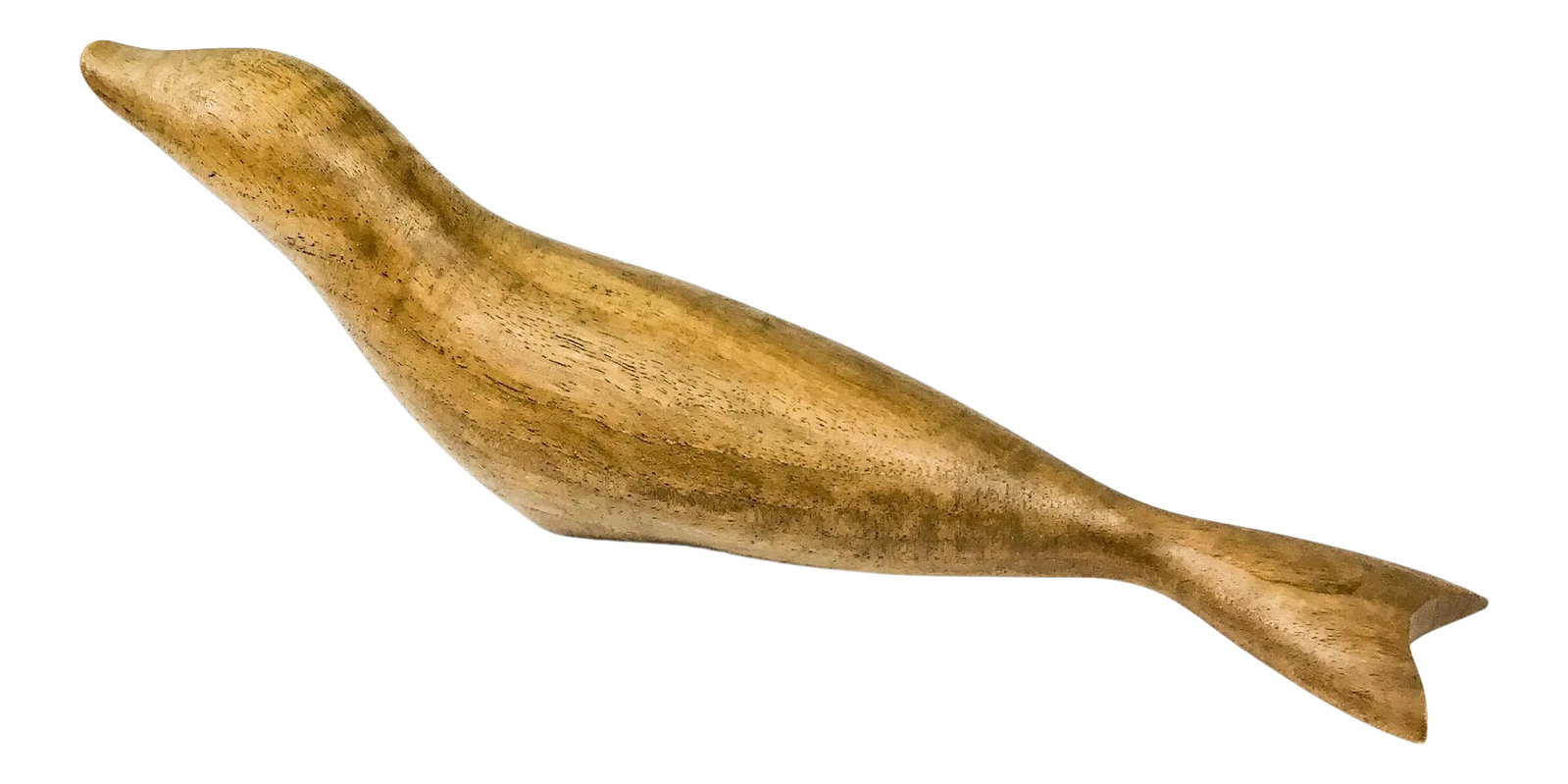 Hand Sculpted Mid-Century Modern Wood Carving of Seal: Beautiful example of a mid century carved sculpture. This wood seal is smooth to the touch and has a wonderful form. I can't identify the wood, but there is some weight to it. No niks or repairs. A