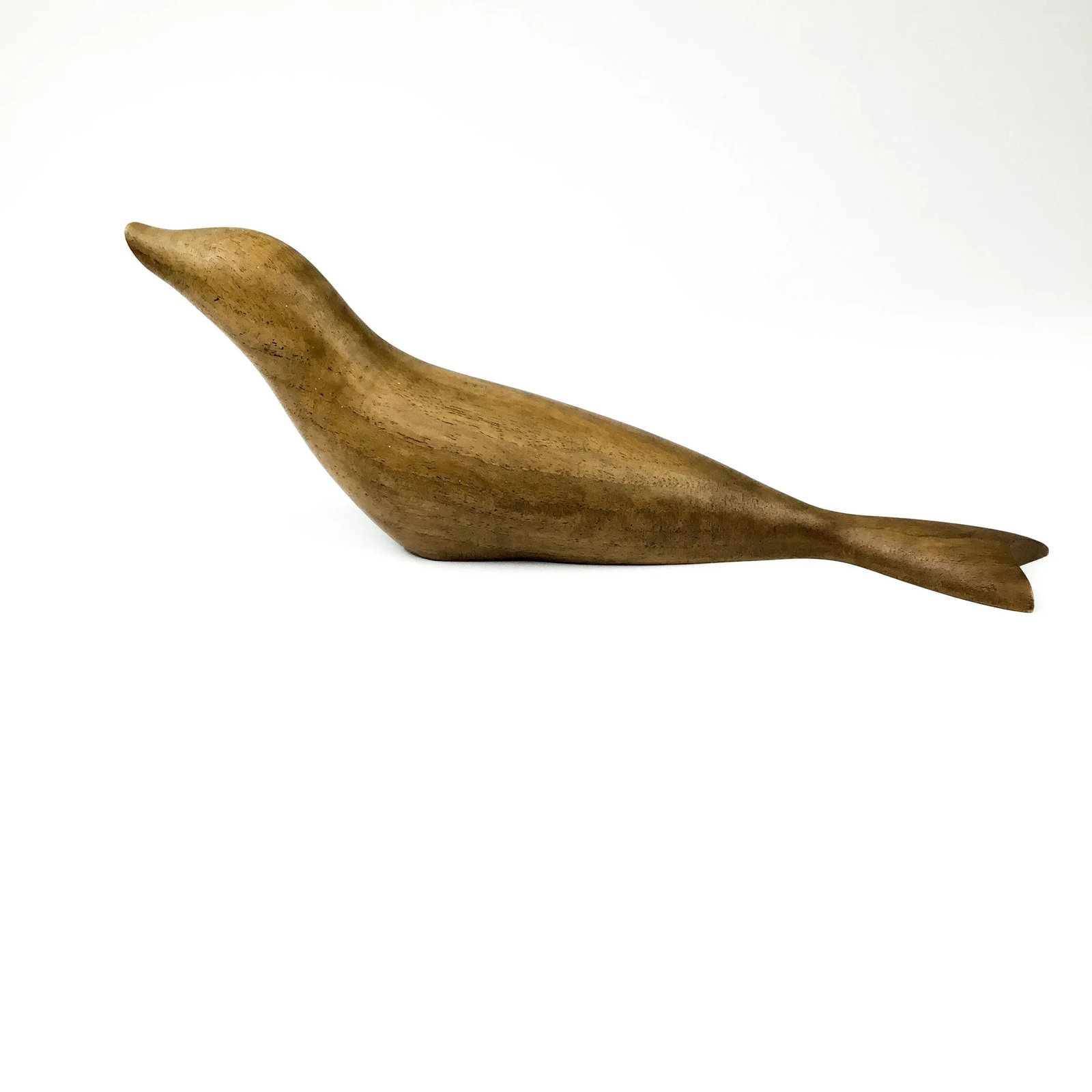 Hand Sculpted Mid-Century Modern Wood Carving of Seal - 7
