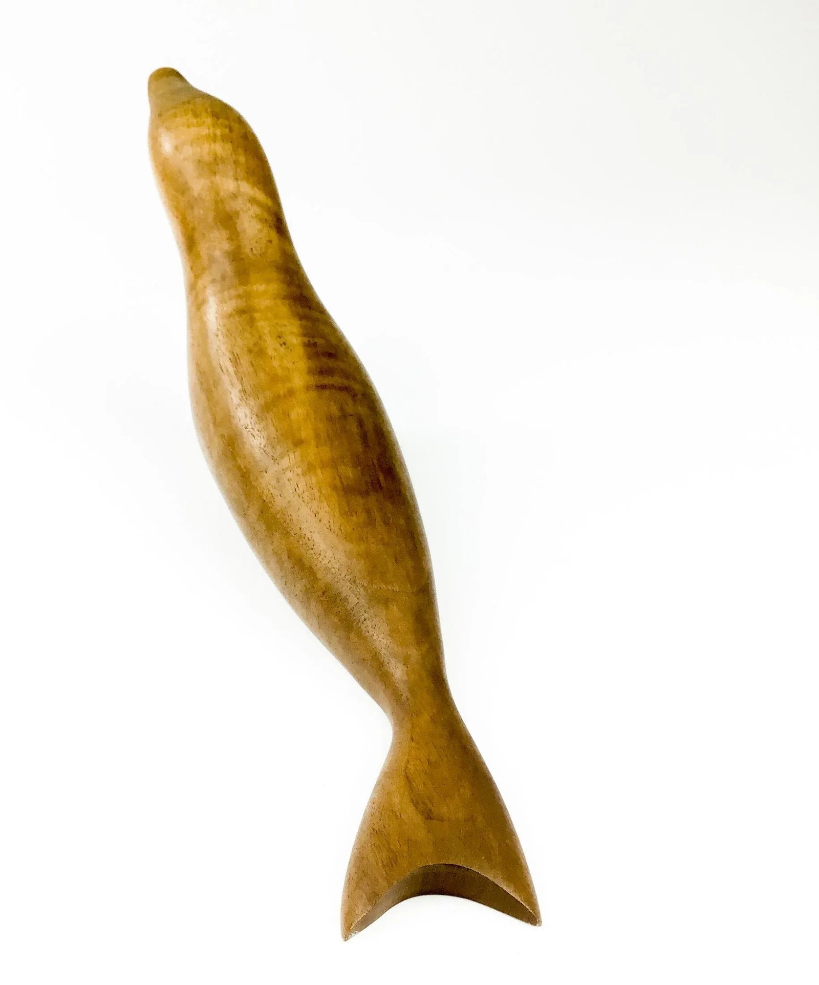 Hand Sculpted Mid-Century Modern Wood Carving of Seal - 8