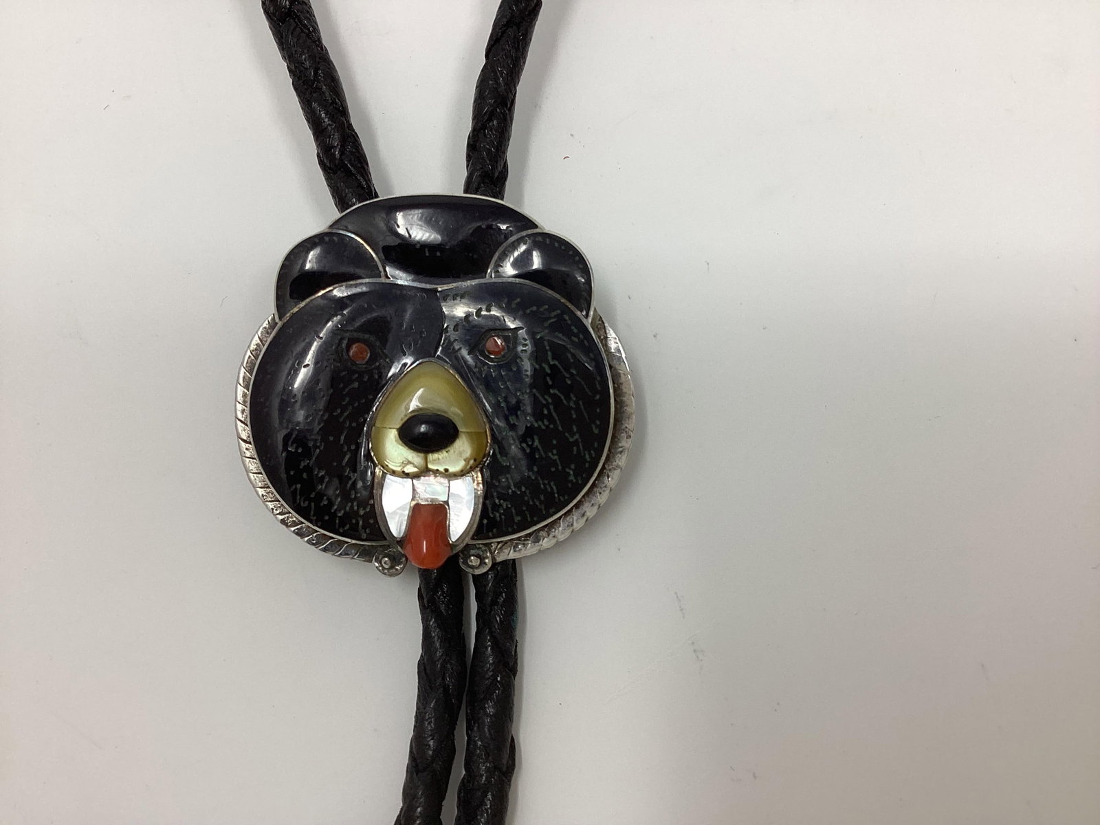 Bernice Leekity, Zuni, Delightful "Baby Bear" Bolo Tie or Necklace. Signed on Back. - 2