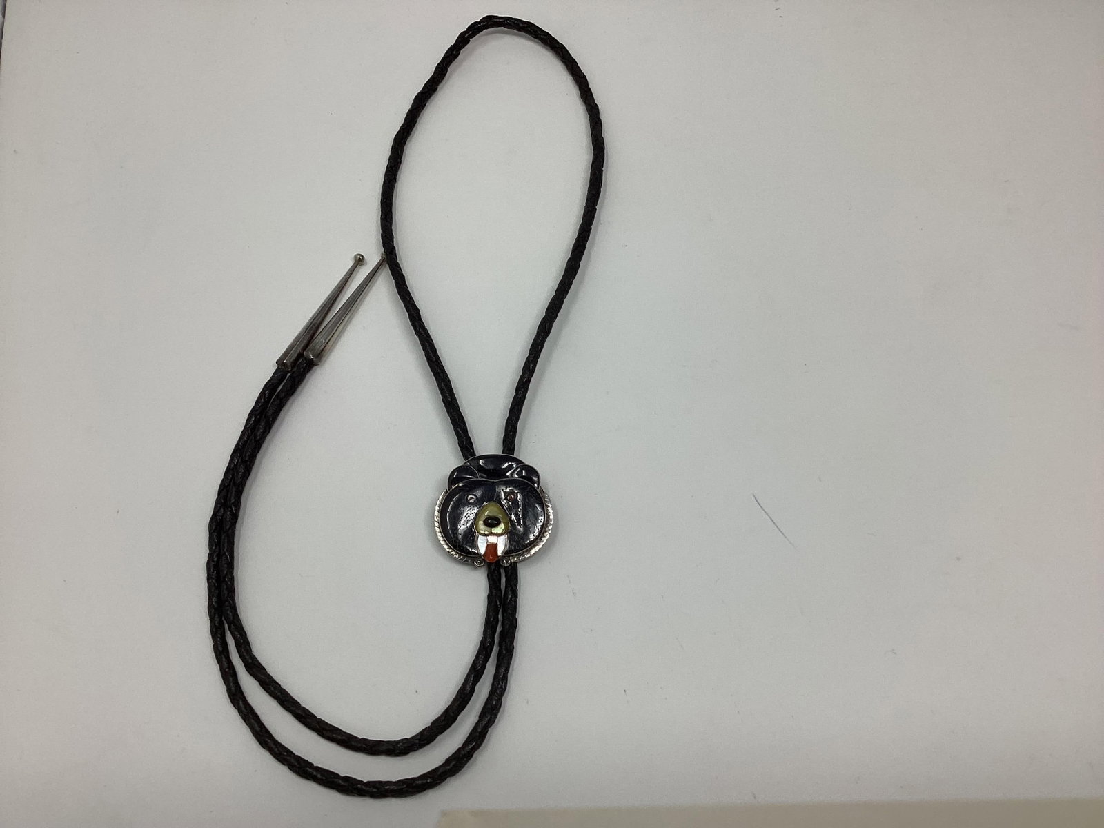 Bernice Leekity, Zuni, Delightful "Baby Bear" Bolo Tie or Necklace. Signed on Back. - 4