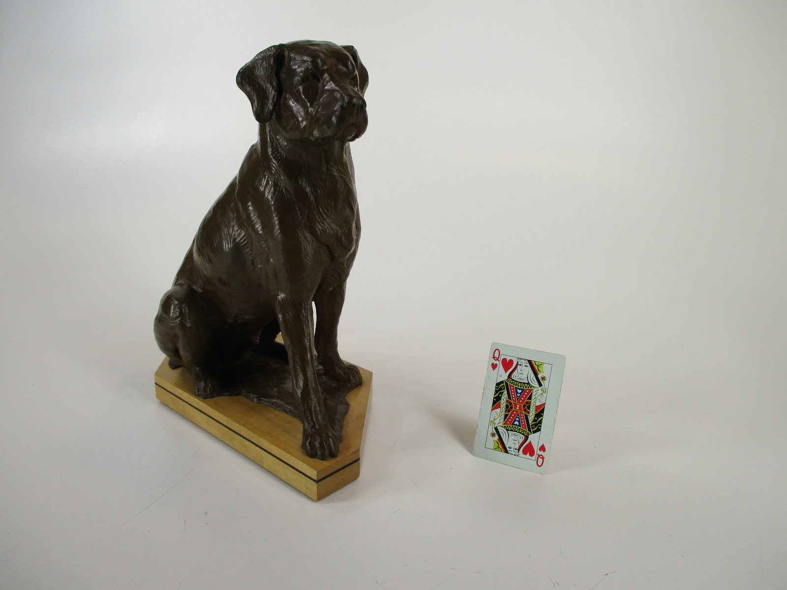 Dan Ostermiller, Bronze Dog, Lab, Labrador Sitting Statue, Wooden Bace Artist Signed: 1995, 2/20 - 10