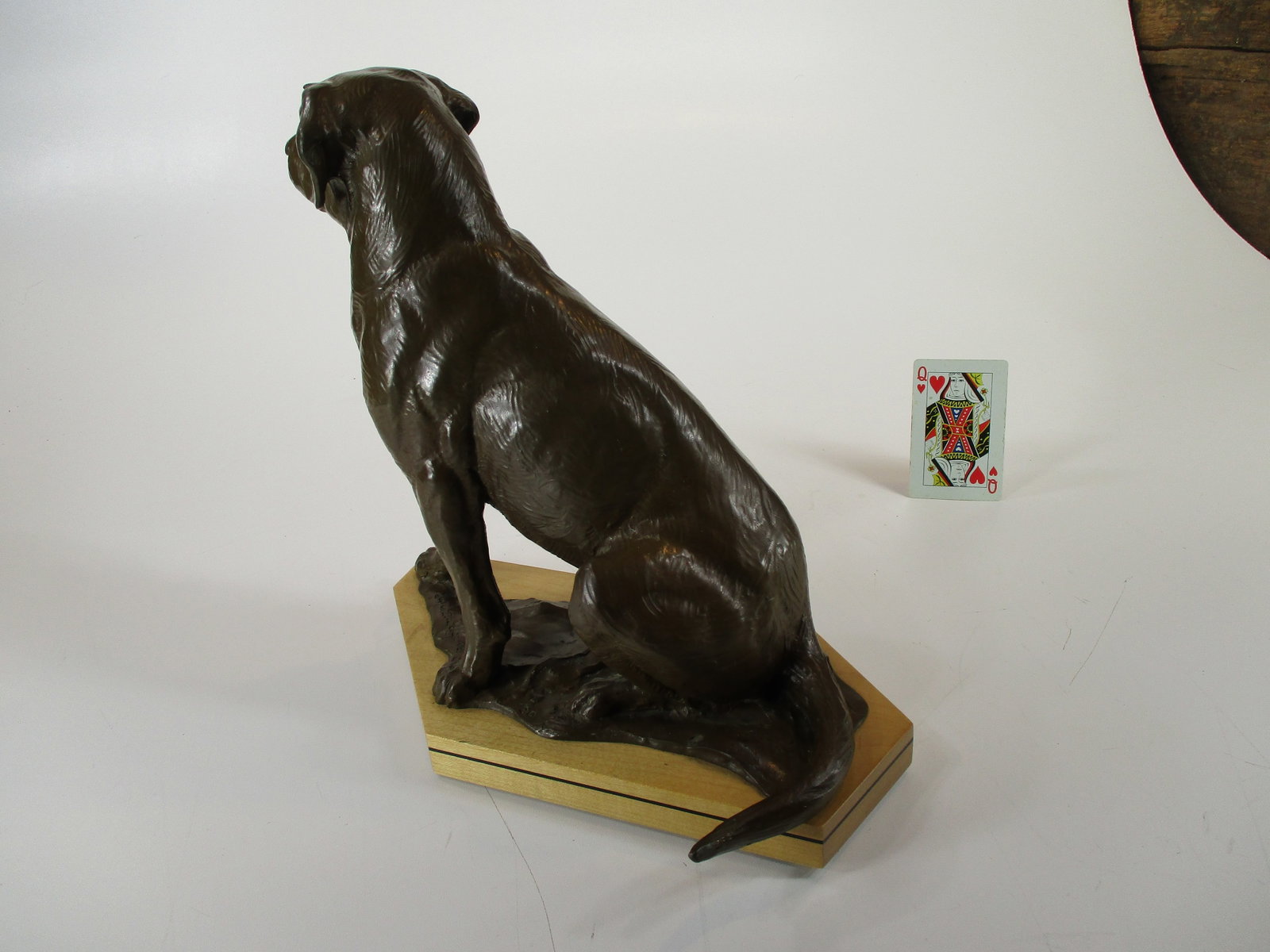 Dan Ostermiller, Bronze Dog, Lab, Labrador Sitting Statue, Wooden Bace Artist Signed: 1995, 2/20 - 11